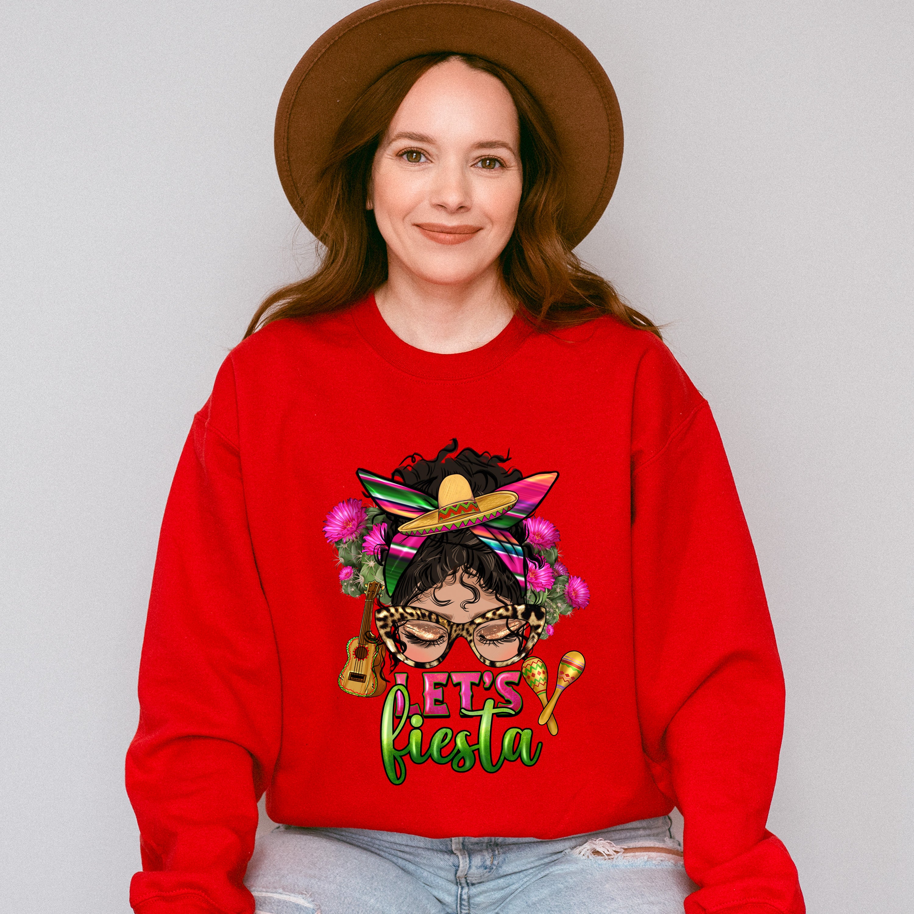 Cute Girl Lets Fiesta Cinco De Mayo Unisex Crewneck T-Shirt Sweatshirt Hoodie