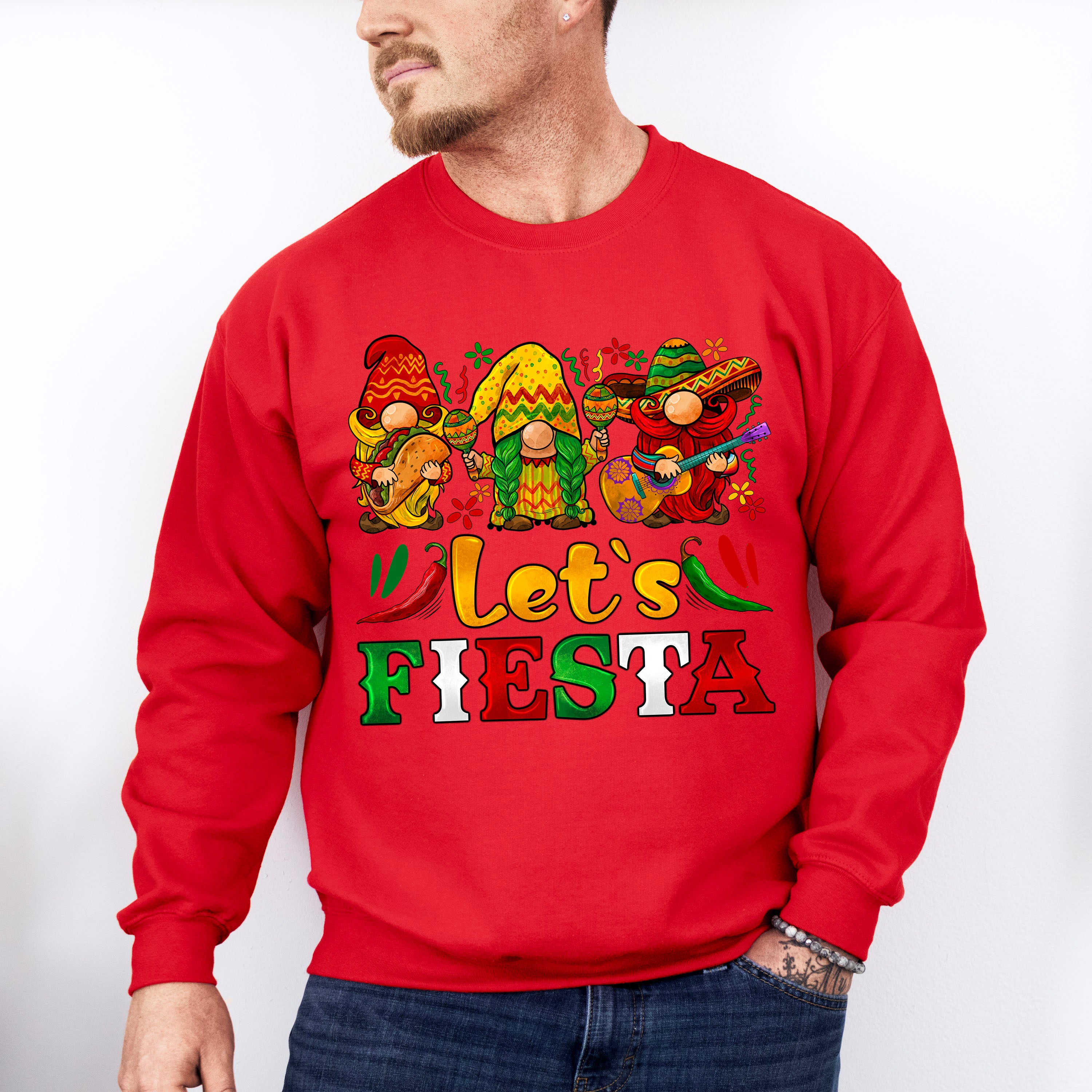 Lets Fiesta Gnome Trio Cinco De Mayo Unisex Crewneck T-Shirt Sweatshirt Hoodie
