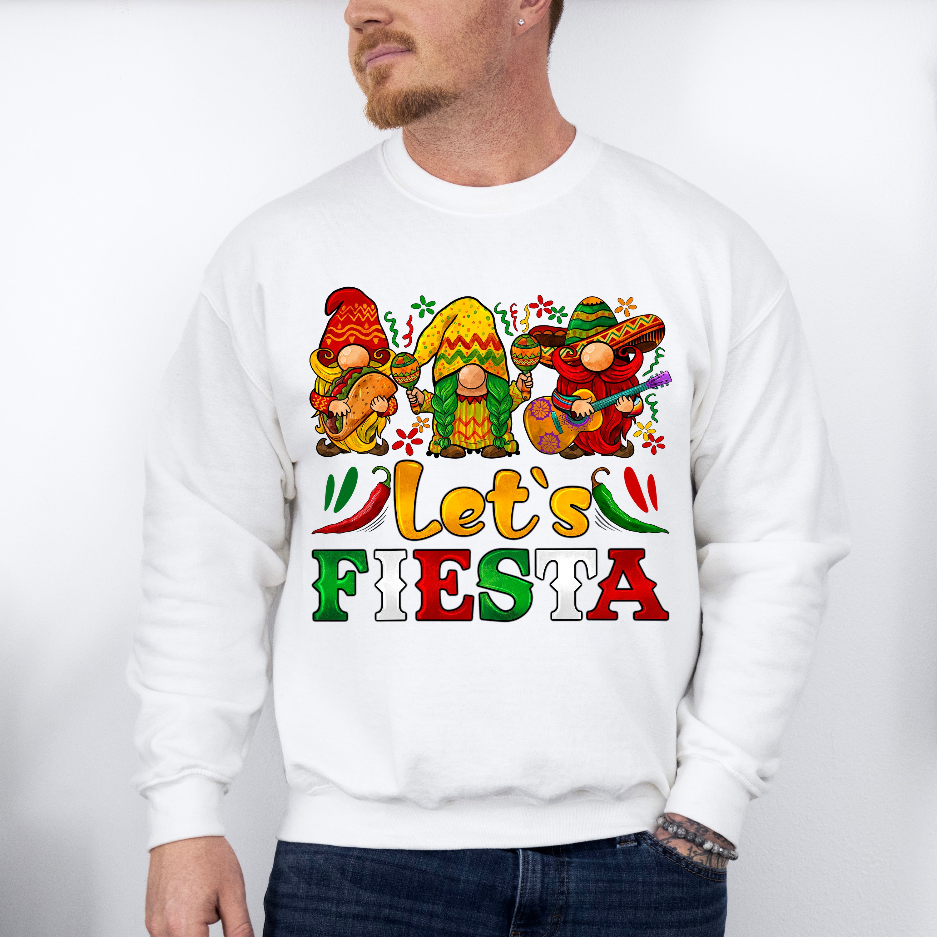 Lets Fiesta Gnome Trio Cinco De Mayo Unisex Crewneck T-Shirt Sweatshirt Hoodie
