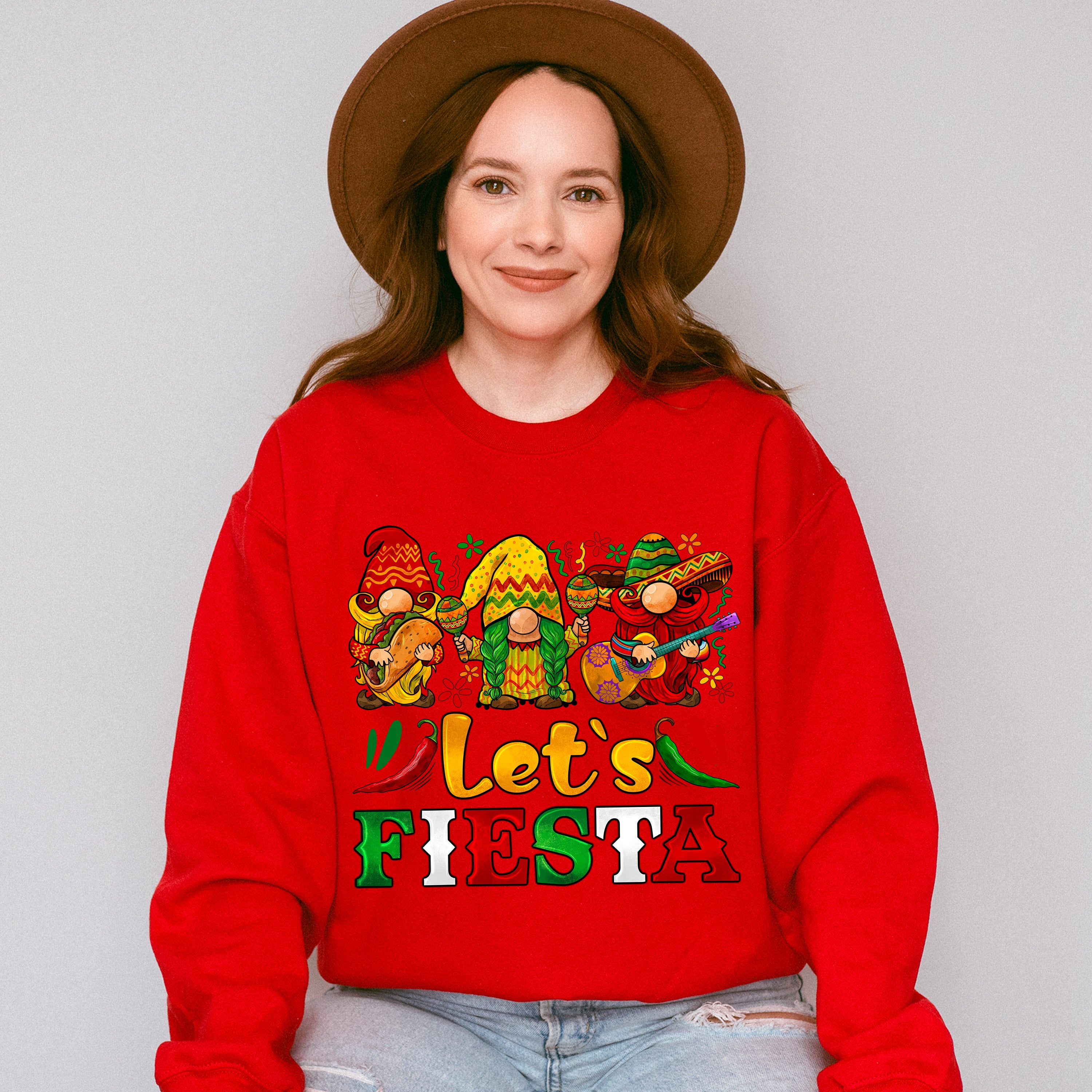 Lets Fiesta Gnome Trio Cinco De Mayo Unisex Crewneck T-Shirt Sweatshirt Hoodie