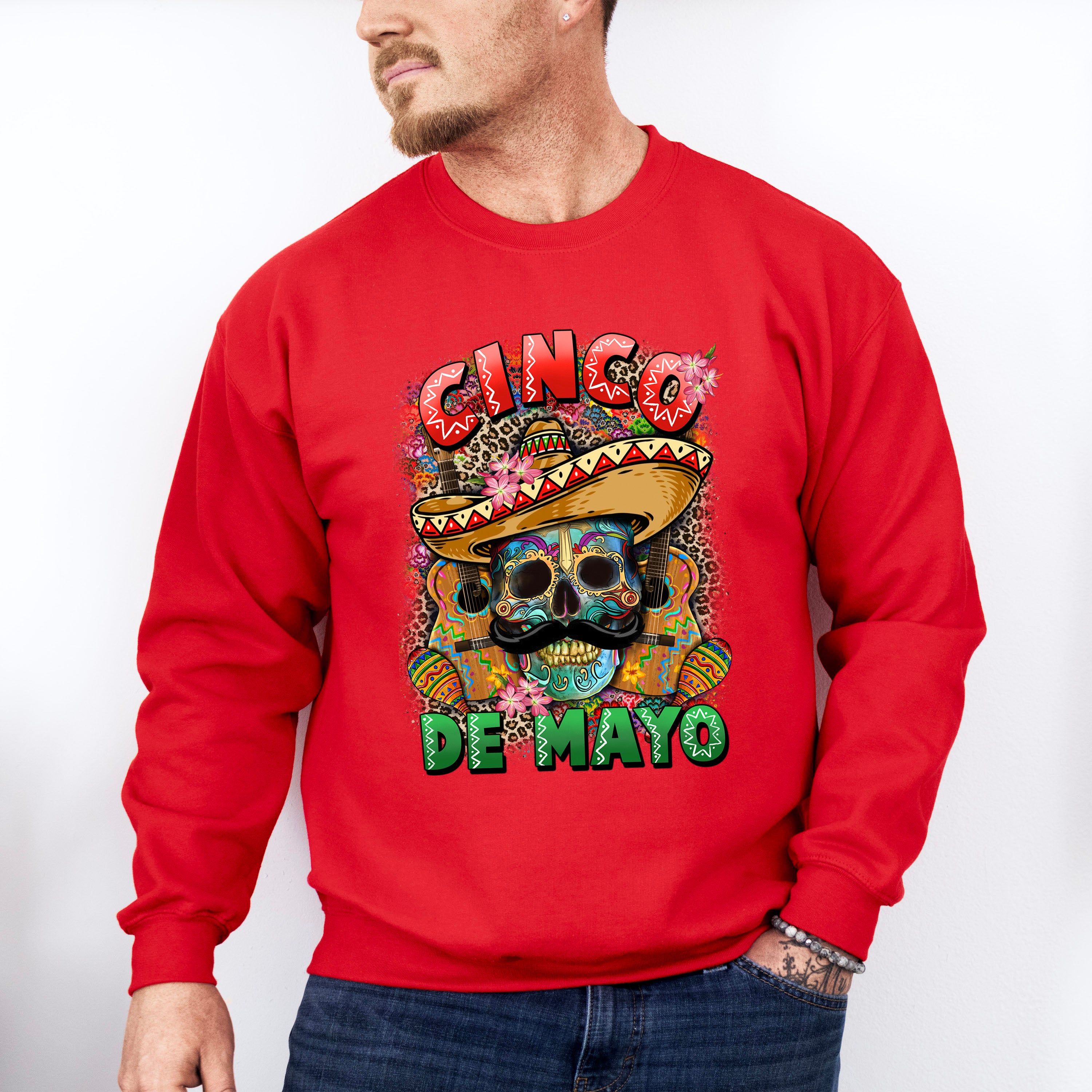 Skull Cinco De Mayo Unisex Crewneck T-Shirt Sweatshirt Hoodie