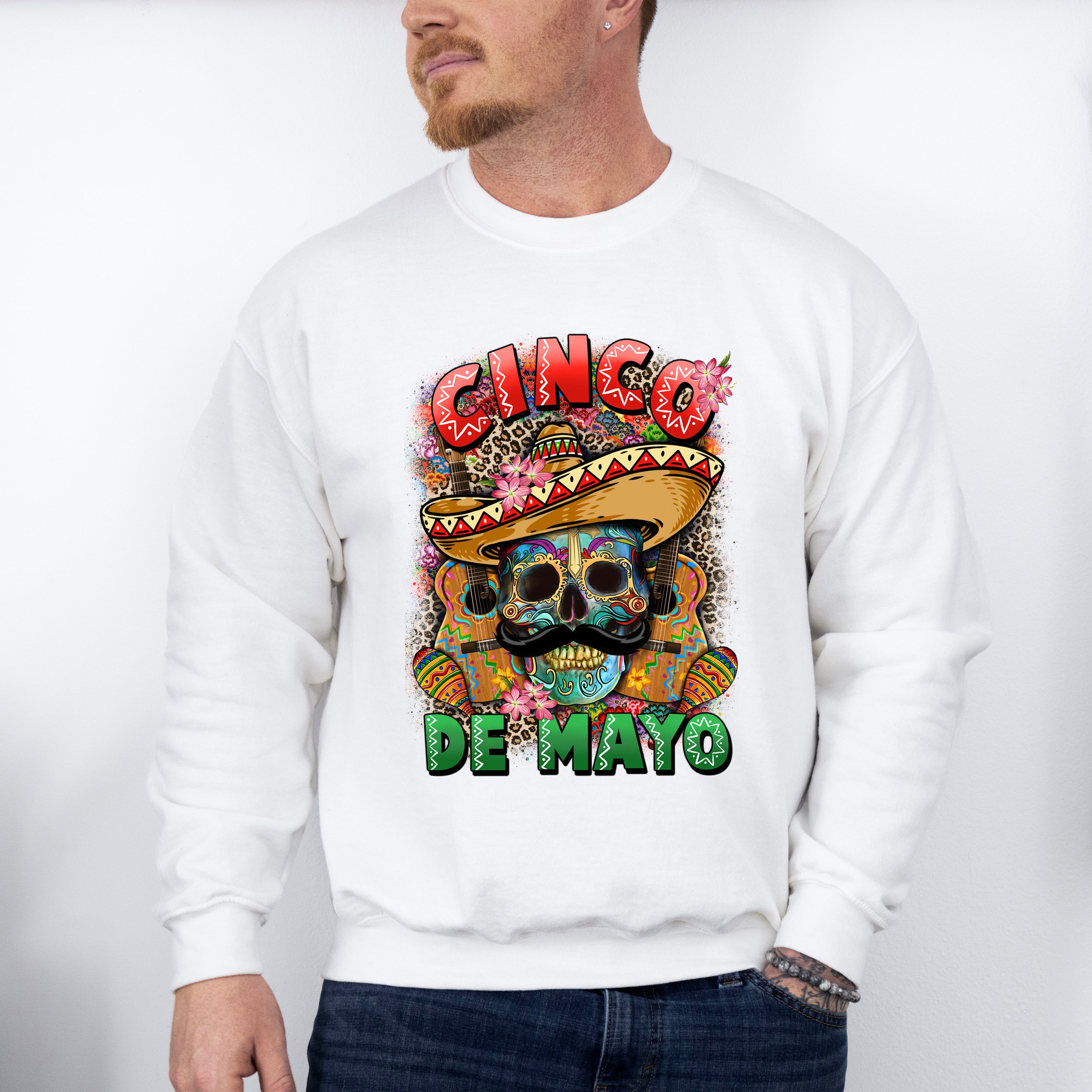 Skull Cinco De Mayo Unisex Crewneck T-Shirt Sweatshirt Hoodie