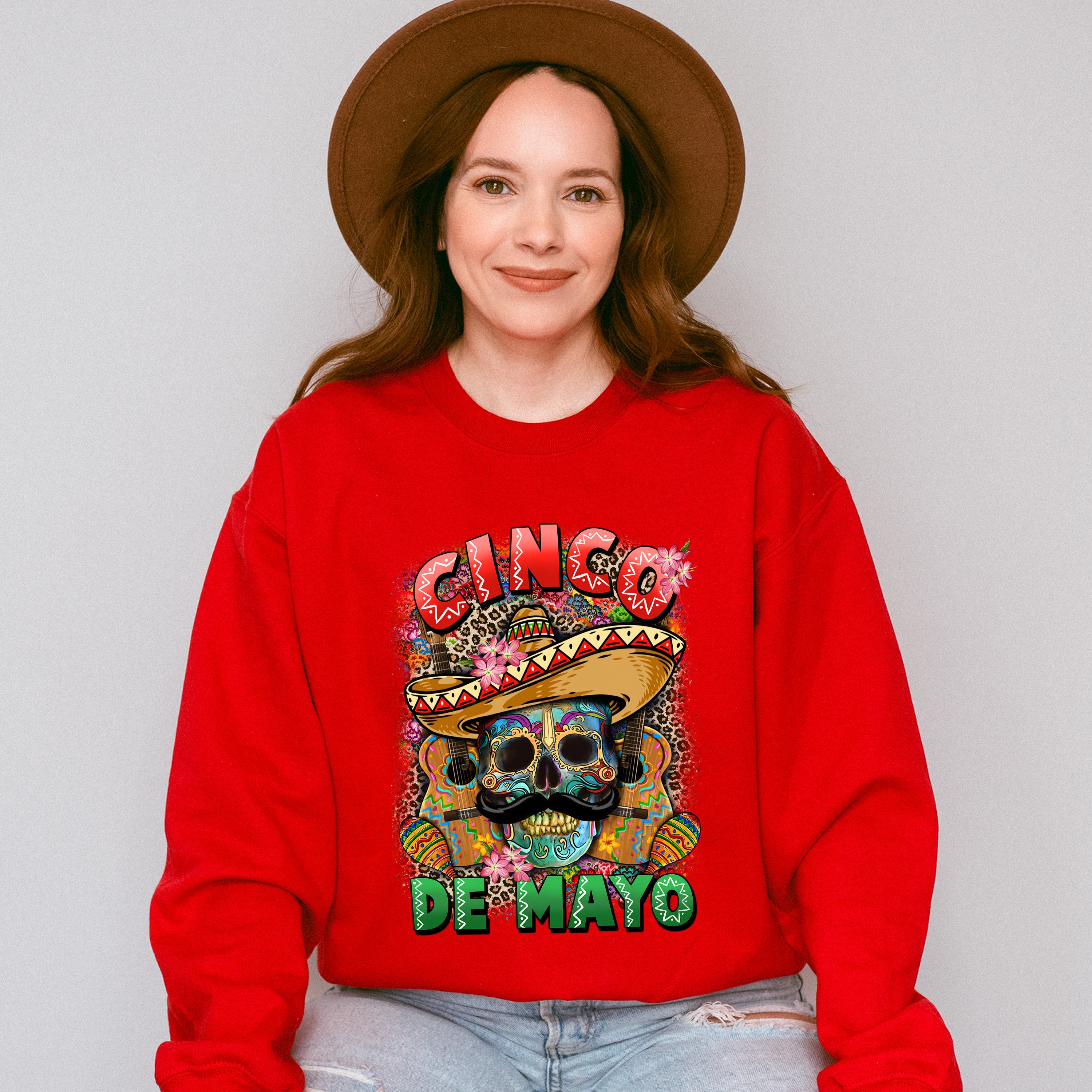 Skull Cinco De Mayo Unisex Crewneck T-Shirt Sweatshirt Hoodie