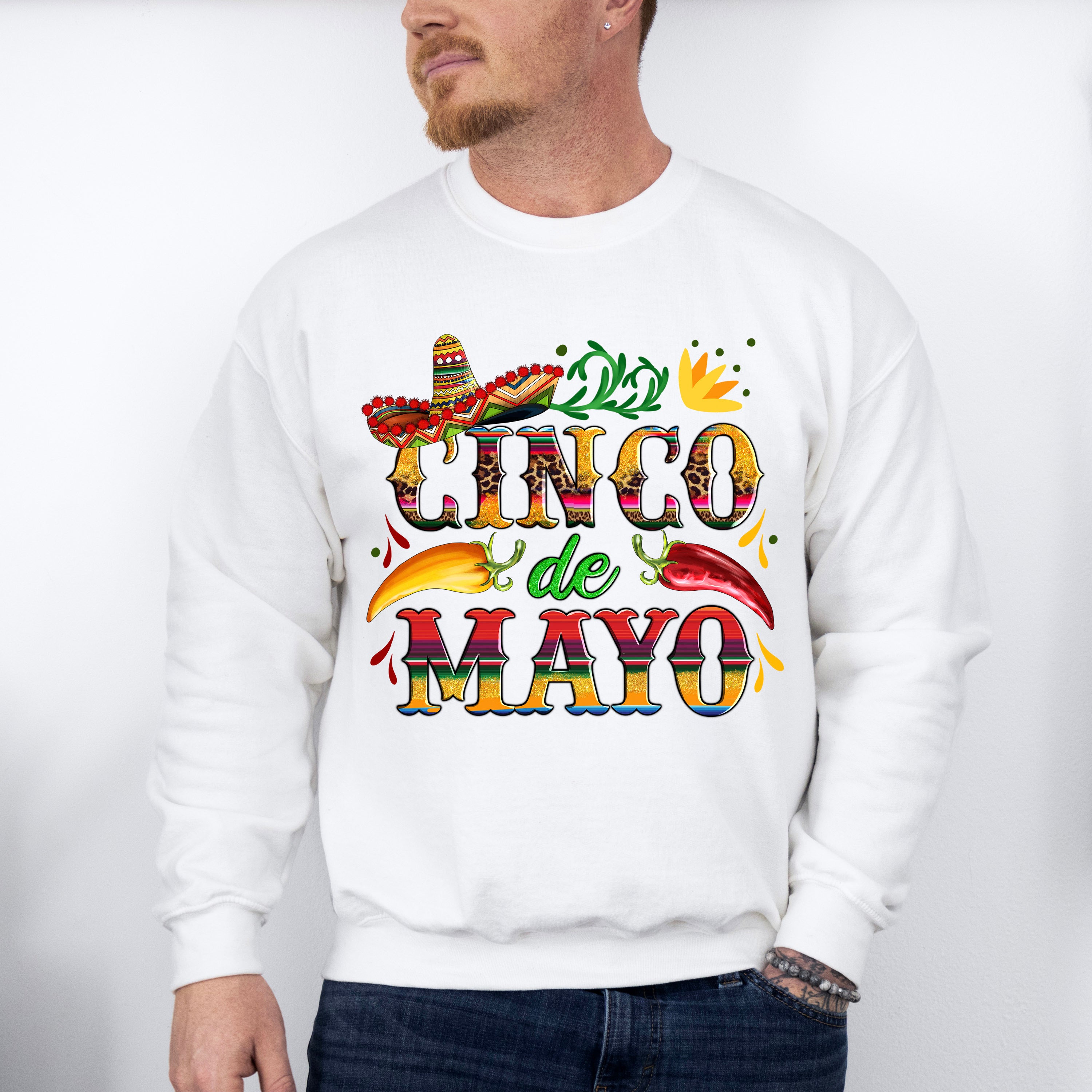 Sombrero And Peppers Cinco De Mayo Unisex Crewneck T-Shirt Sweatshirt Hoodie