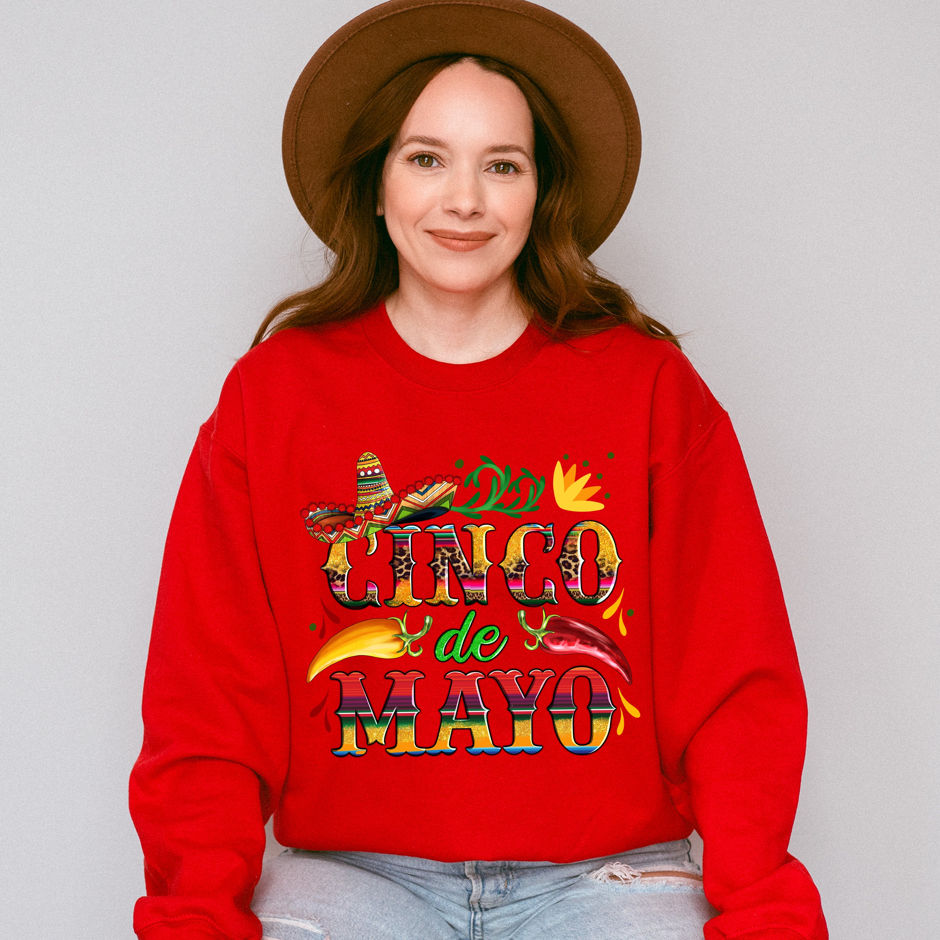Sombrero And Peppers Cinco De Mayo Unisex Crewneck T-Shirt Sweatshirt Hoodie