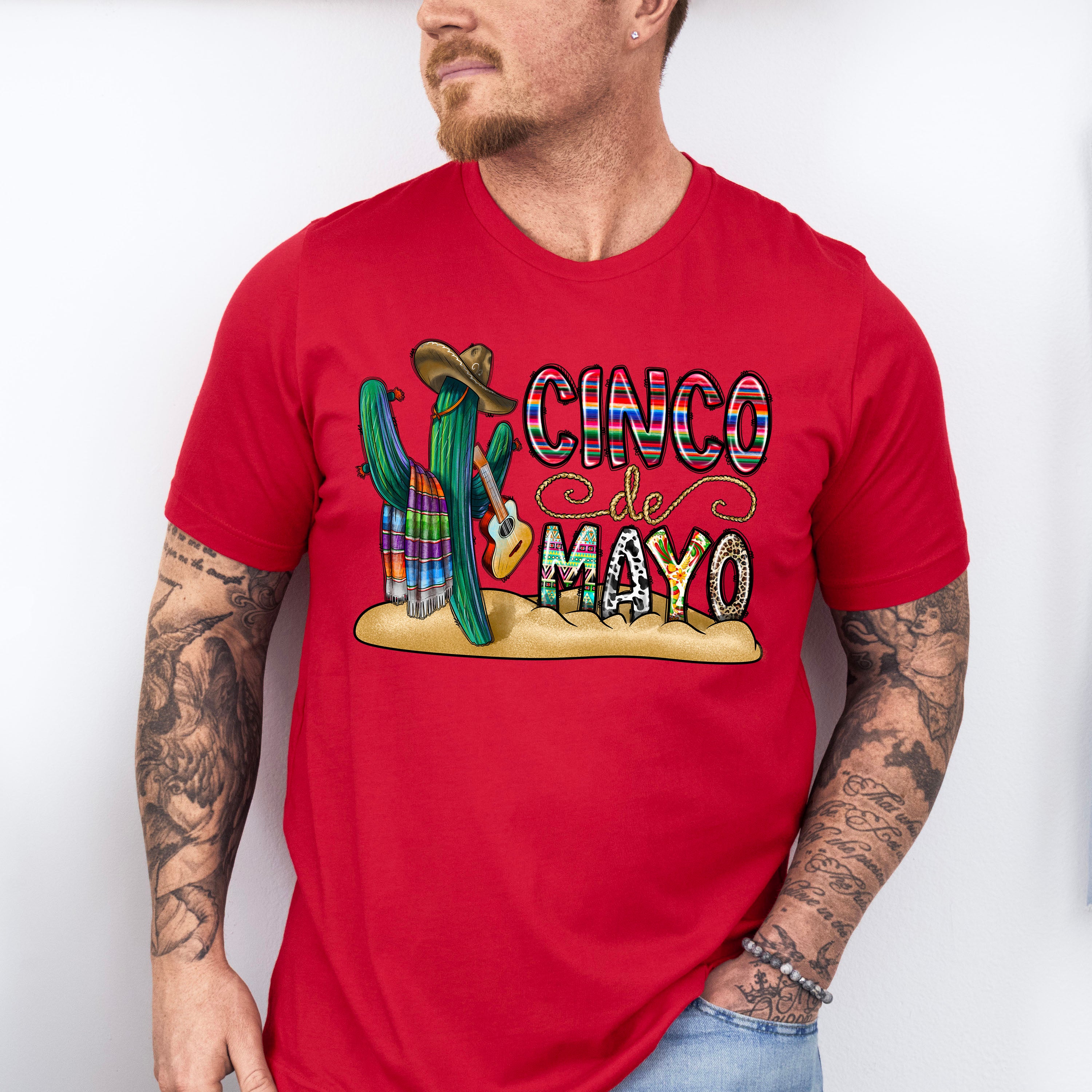 Cactus And Guitar Cinco De Mayo Unisex Crewneck T-Shirt Sweatshirt Hoodie