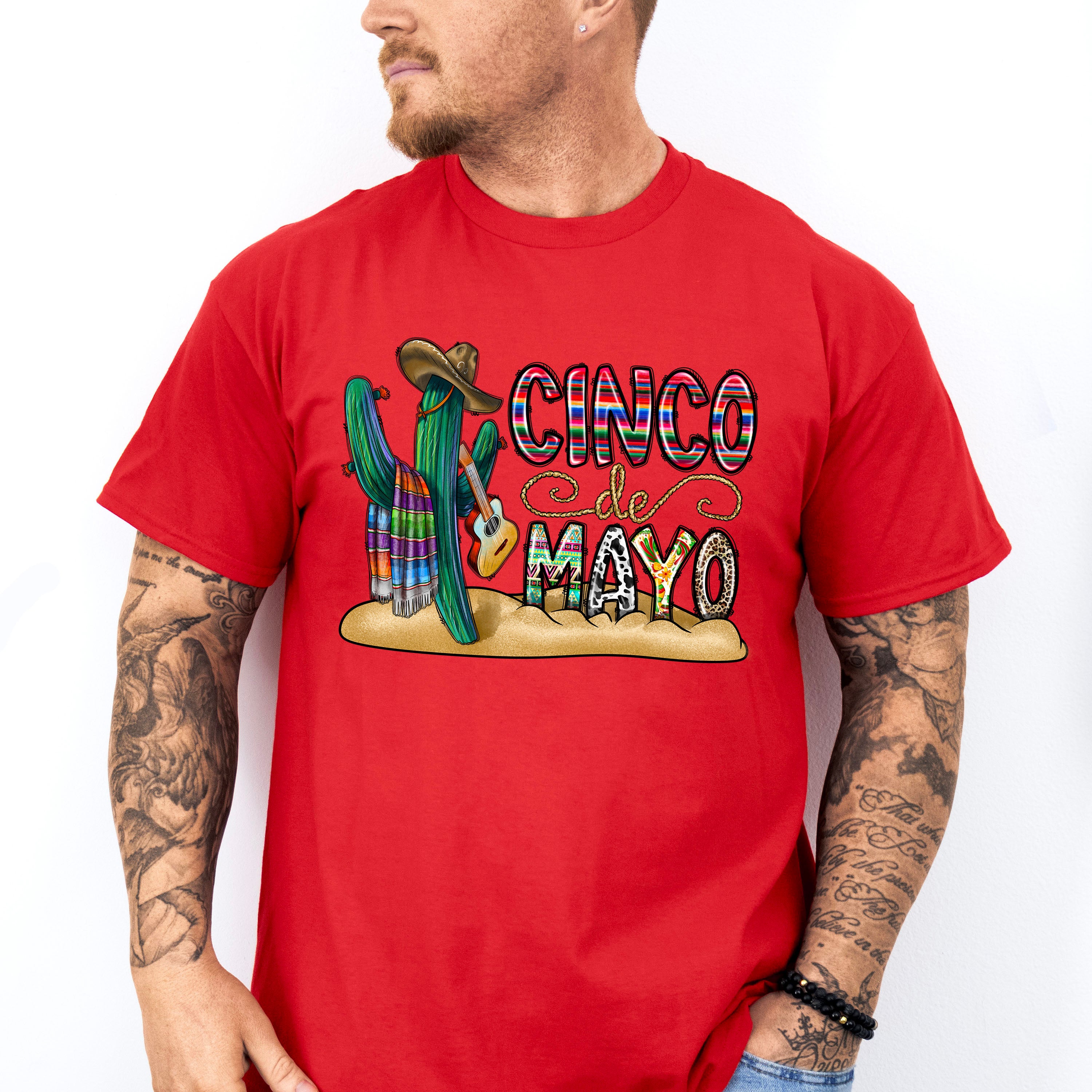 Cactus And Guitar Cinco De Mayo Unisex Crewneck T-Shirt Sweatshirt Hoodie