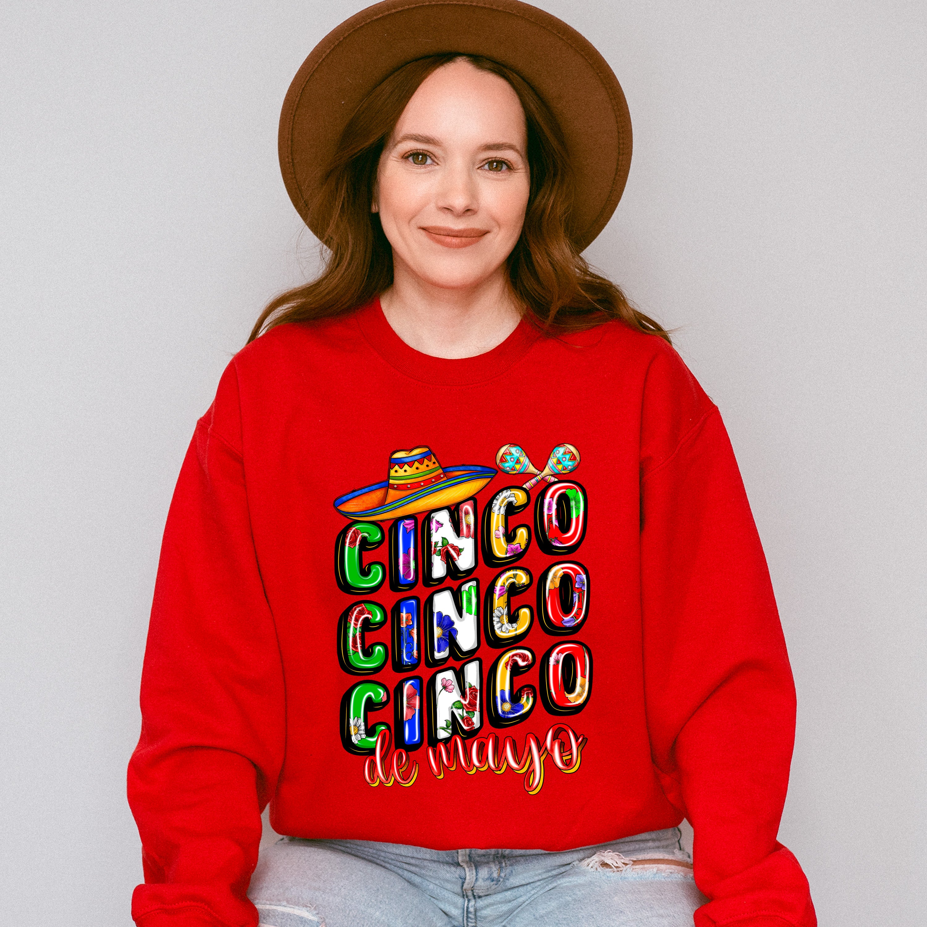 Sombrero And Maracas Cinco De Mayo Unisex Crewneck T-Shirt Sweatshirt Hoodie