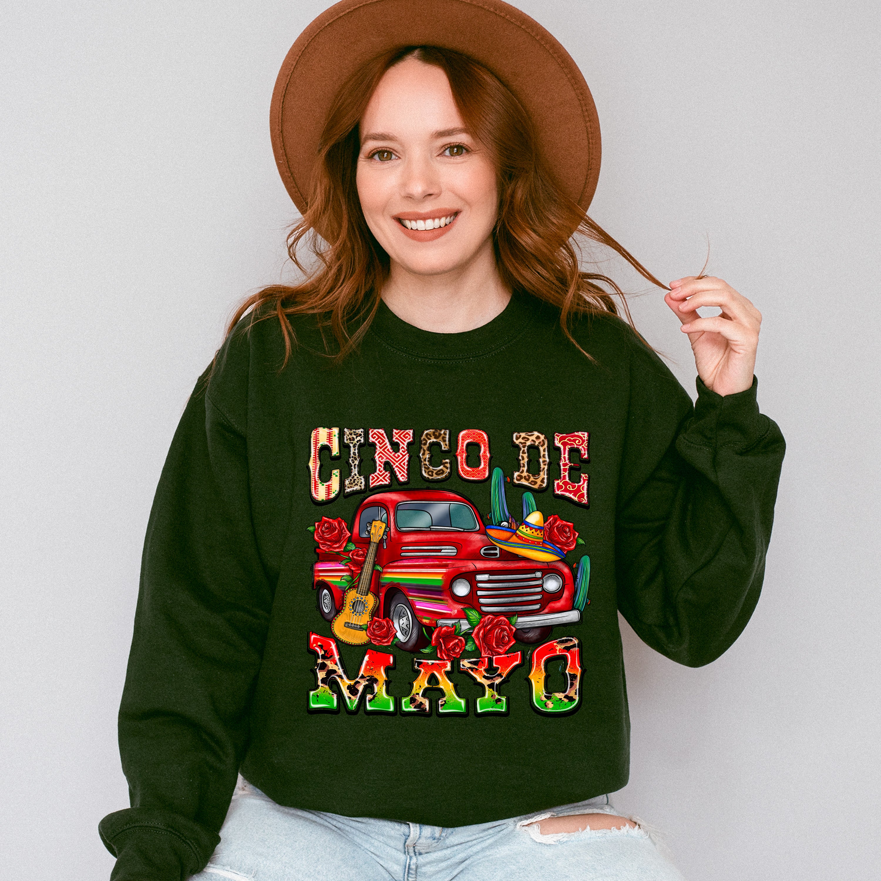 Mexican Red Roses Cinco De Mayo Unisex Crewneck T-Shirt Sweatshirt Hoodie