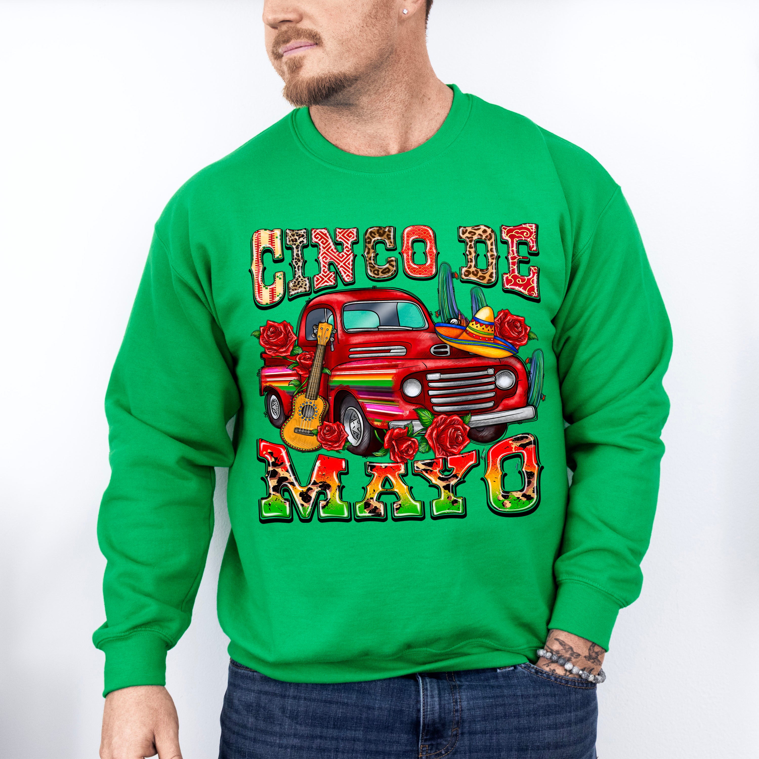 Mexican Red Roses Cinco De Mayo Unisex Crewneck T-Shirt Sweatshirt Hoodie