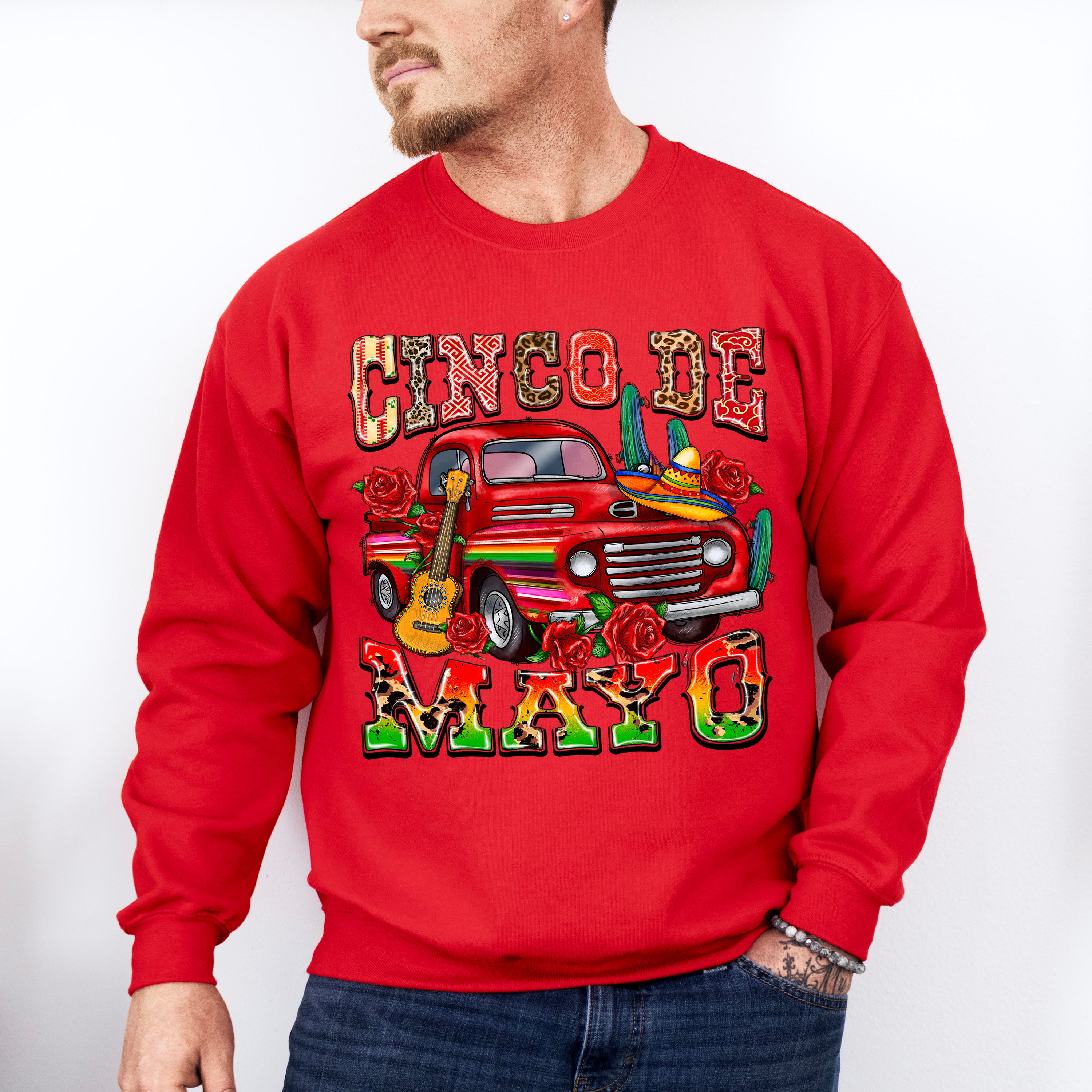 Mexican Red Roses Cinco De Mayo Unisex Crewneck T-Shirt Sweatshirt Hoodie