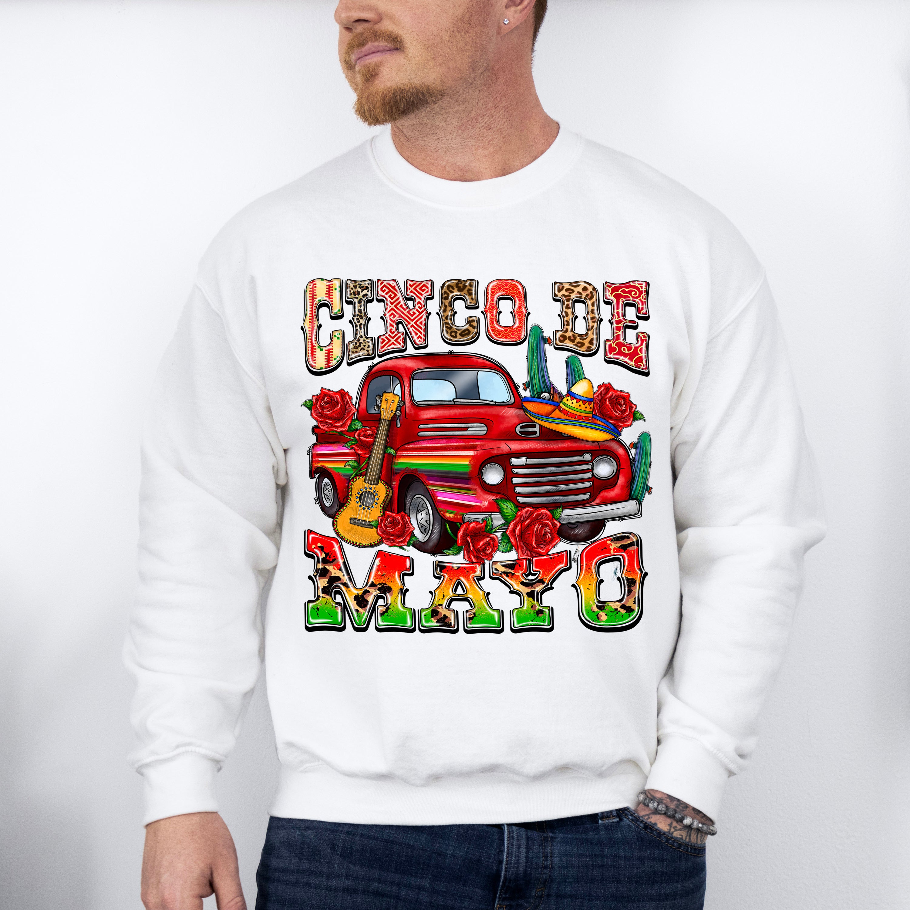 Mexican Red Roses Cinco De Mayo Unisex Crewneck T-Shirt Sweatshirt Hoodie