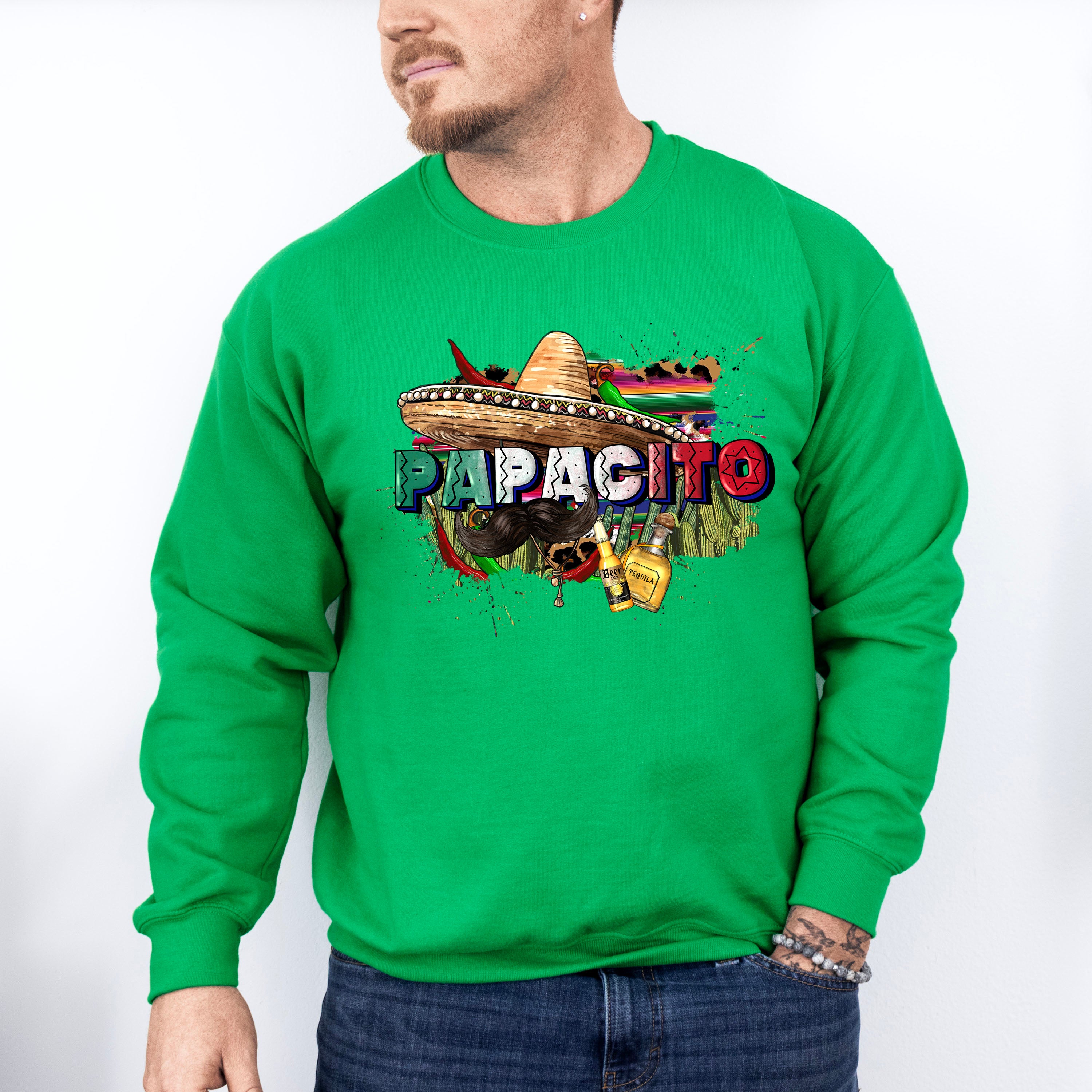 Papacito Mustache And Sombrero Cinco De Mayo Unisex Crewneck T-Shirt Sweatshirt Hoodie