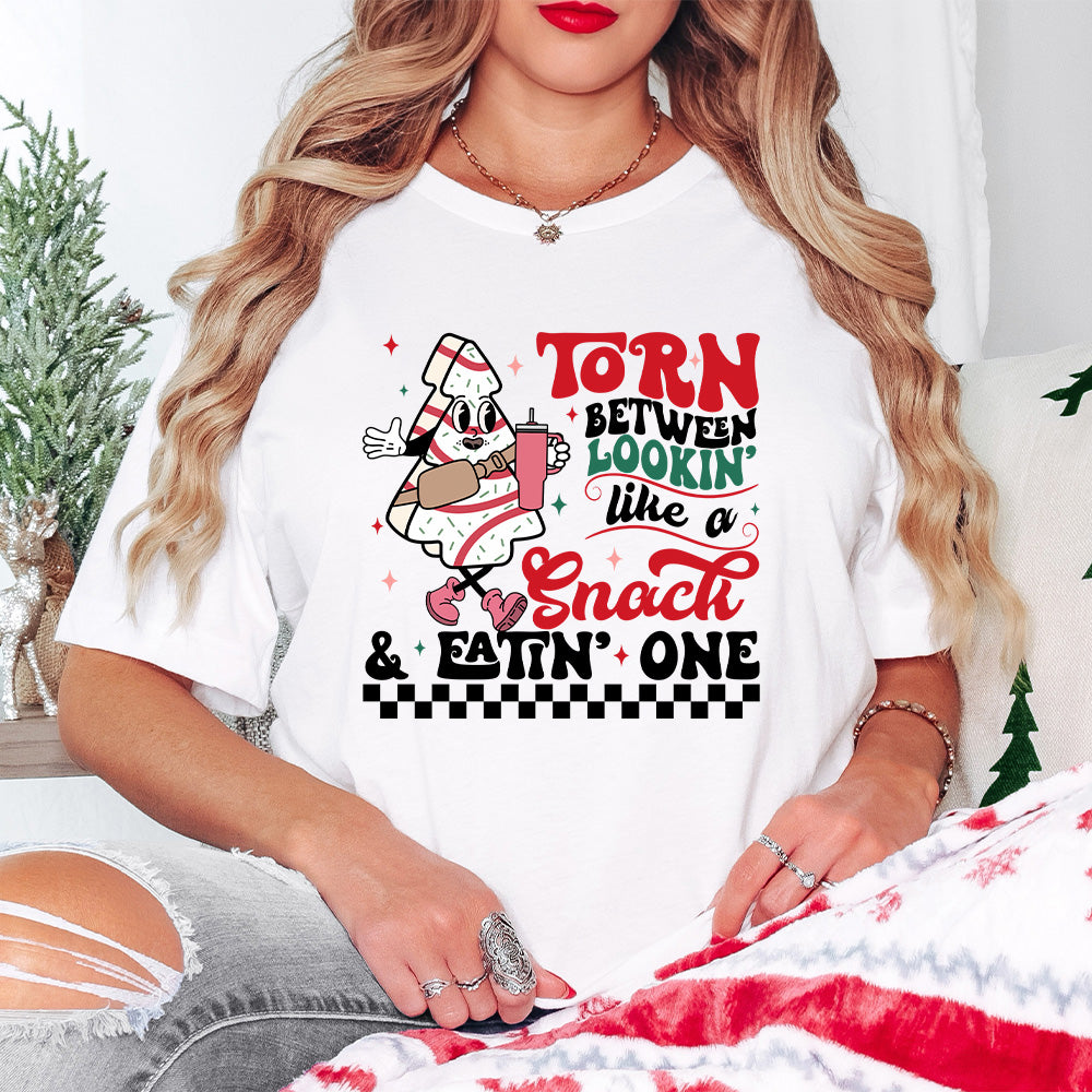 Torn Between Looking Like A Snack - Christmas Unisex Crewneck T-Shirt Sweatshirt Hoodie