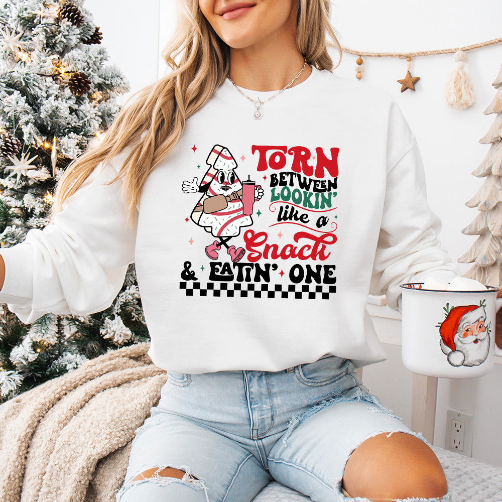 Torn Between Looking Like A Snack - Christmas Unisex Crewneck T-Shirt Sweatshirt Hoodie