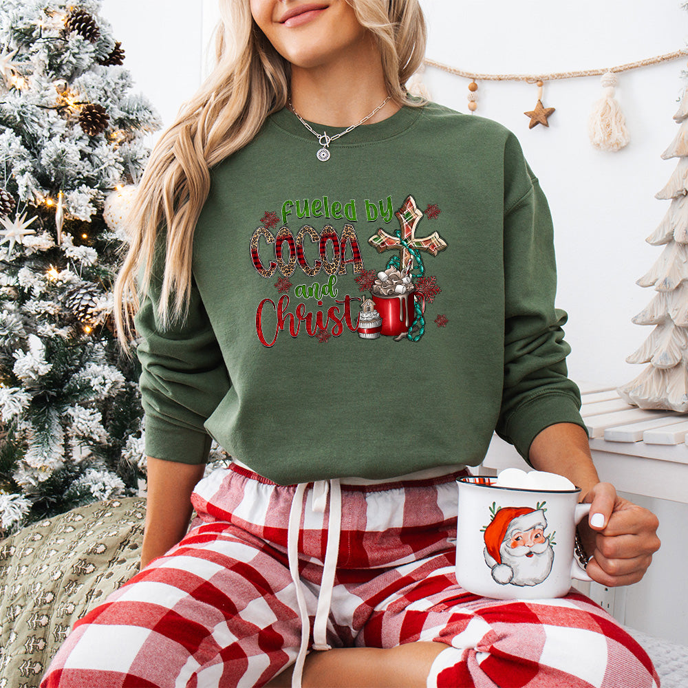 Fueled By Cocoa And Christ - Christmas Unisex Crewneck T-Shirt Sweatshirt Hoodie
