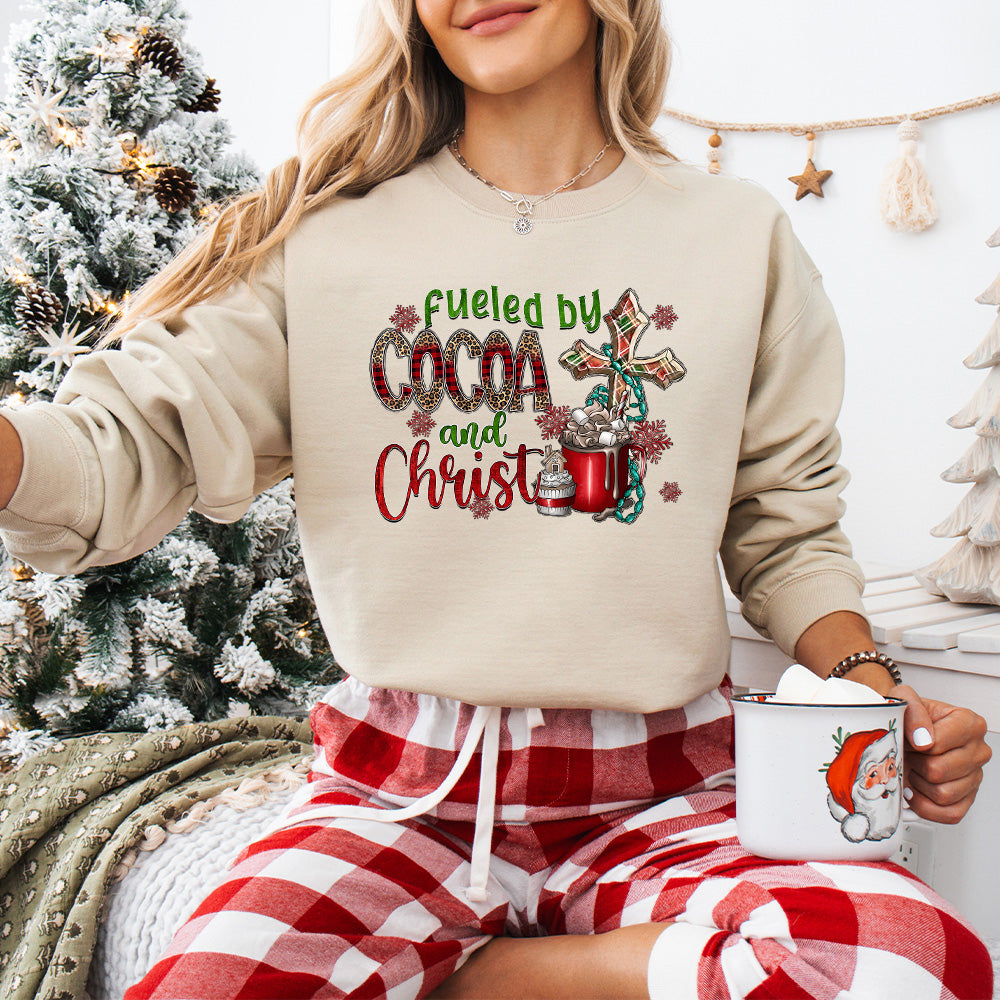 Fueled By Cocoa And Christ - Christmas Unisex Crewneck T-Shirt Sweatshirt Hoodie