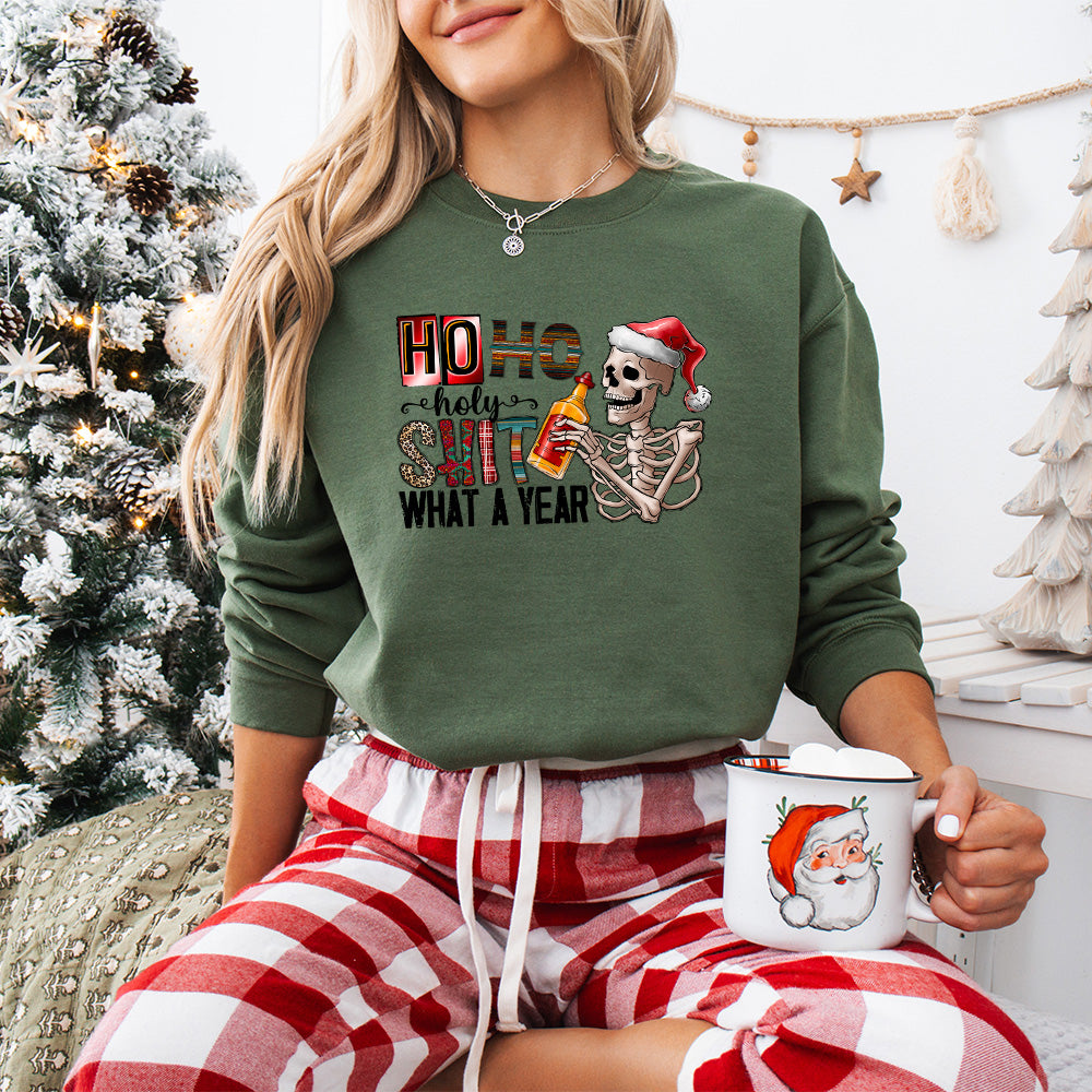 Ho Ho Holy Shit What A Year - Christmas Unisex Crewneck T-Shirt Sweatshirt Hoodie