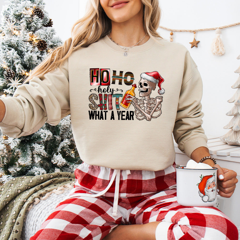 Ho Ho Holy Shit What A Year - Christmas Unisex Crewneck T-Shirt Sweatshirt Hoodie