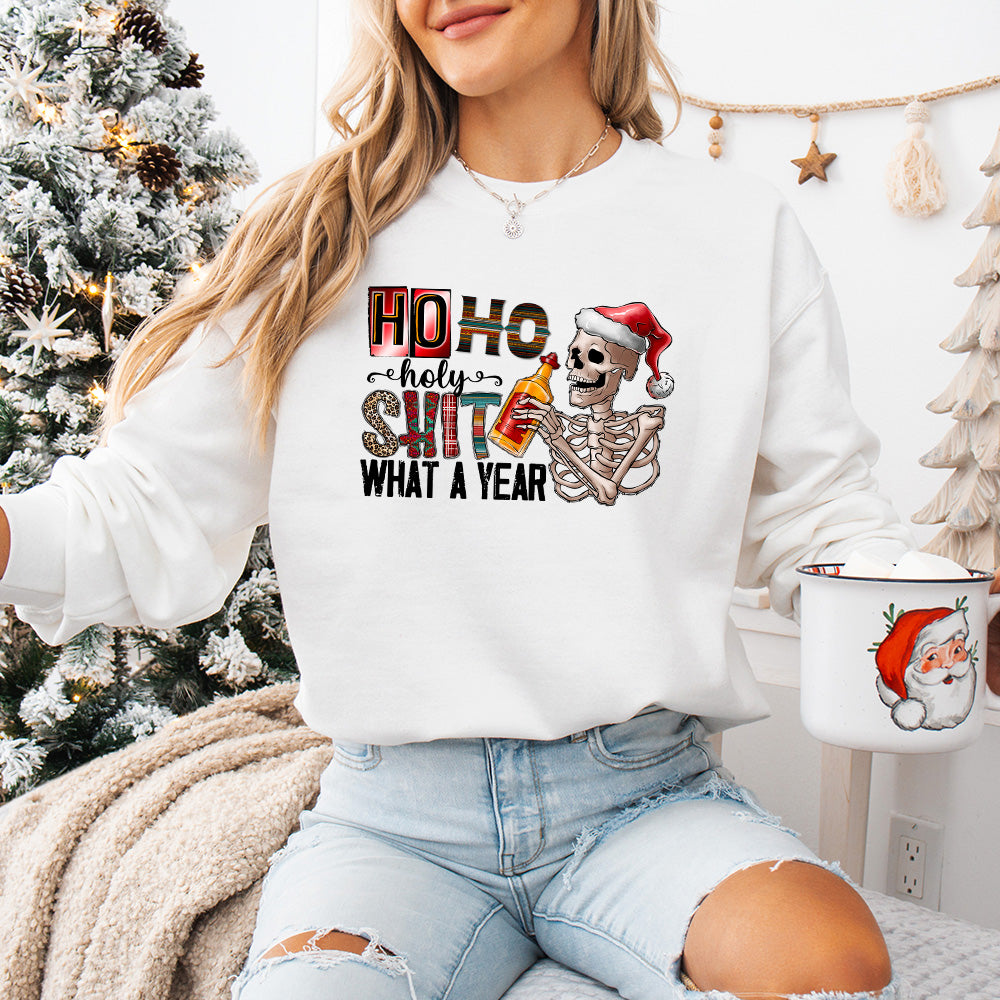 Ho Ho Holy Shit What A Year - Christmas Unisex Crewneck T-Shirt Sweatshirt Hoodie