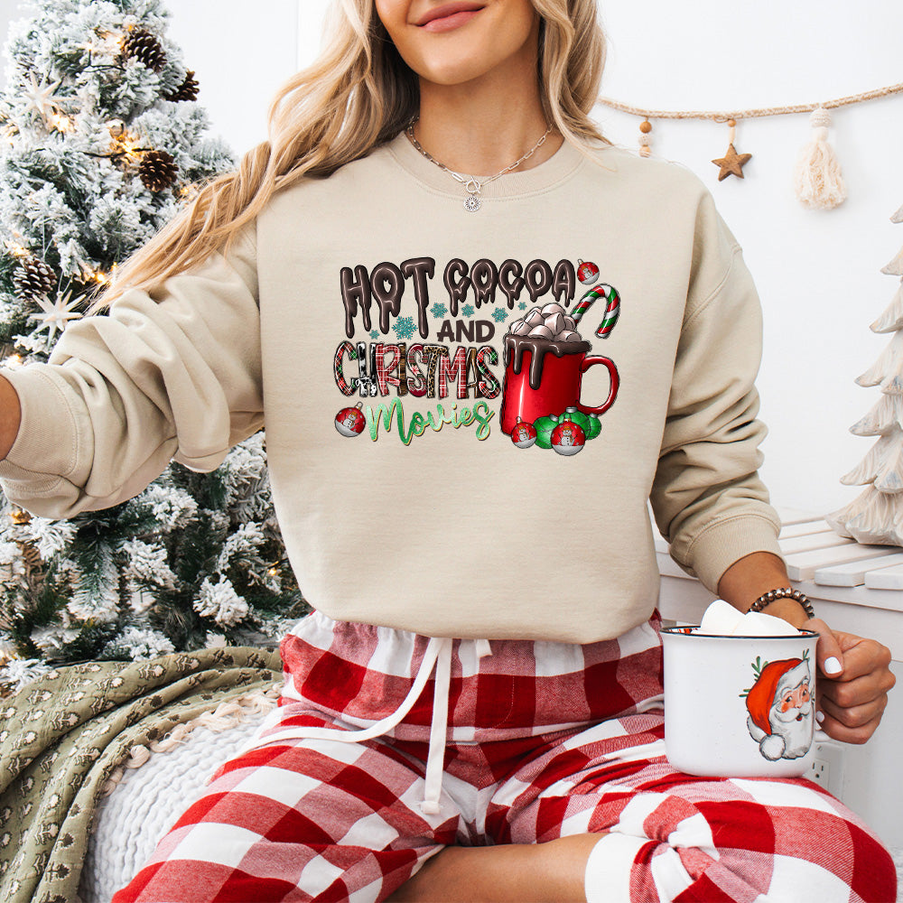 Hot Cocoa And Christmas Movies - Christmas Unisex Crewneck T-Shirt Sweatshirt Hoodie