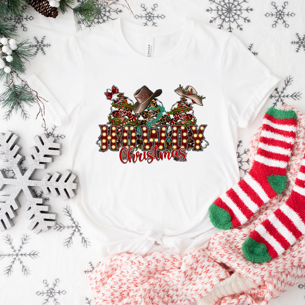 Howdy Christmas Western Design - Christmas Unisex Crewneck T-Shirt Sweatshirt Hoodie