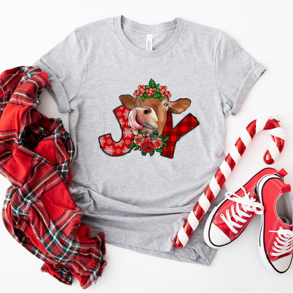 JOY Cow Design - Christmas Unisex Crewneck T-Shirt Sweatshirt Hoodie