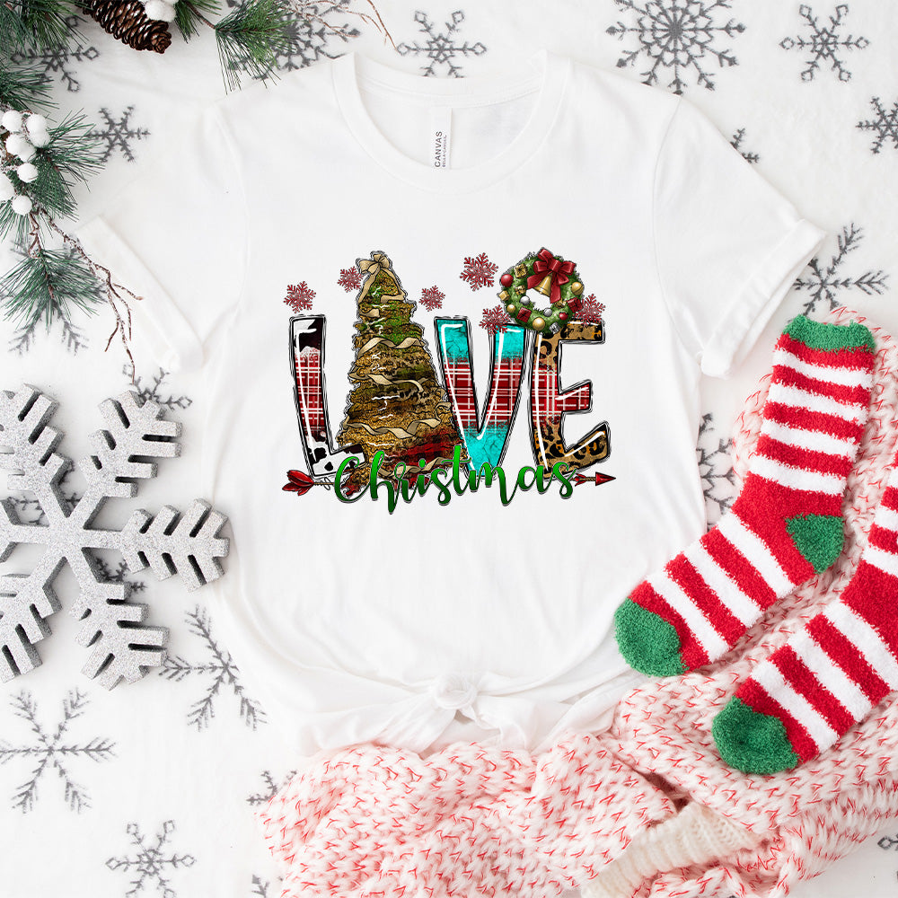 LOVE Christmas Tree Design - Christmas Unisex Crewneck T-Shirt Sweatshirt Hoodie