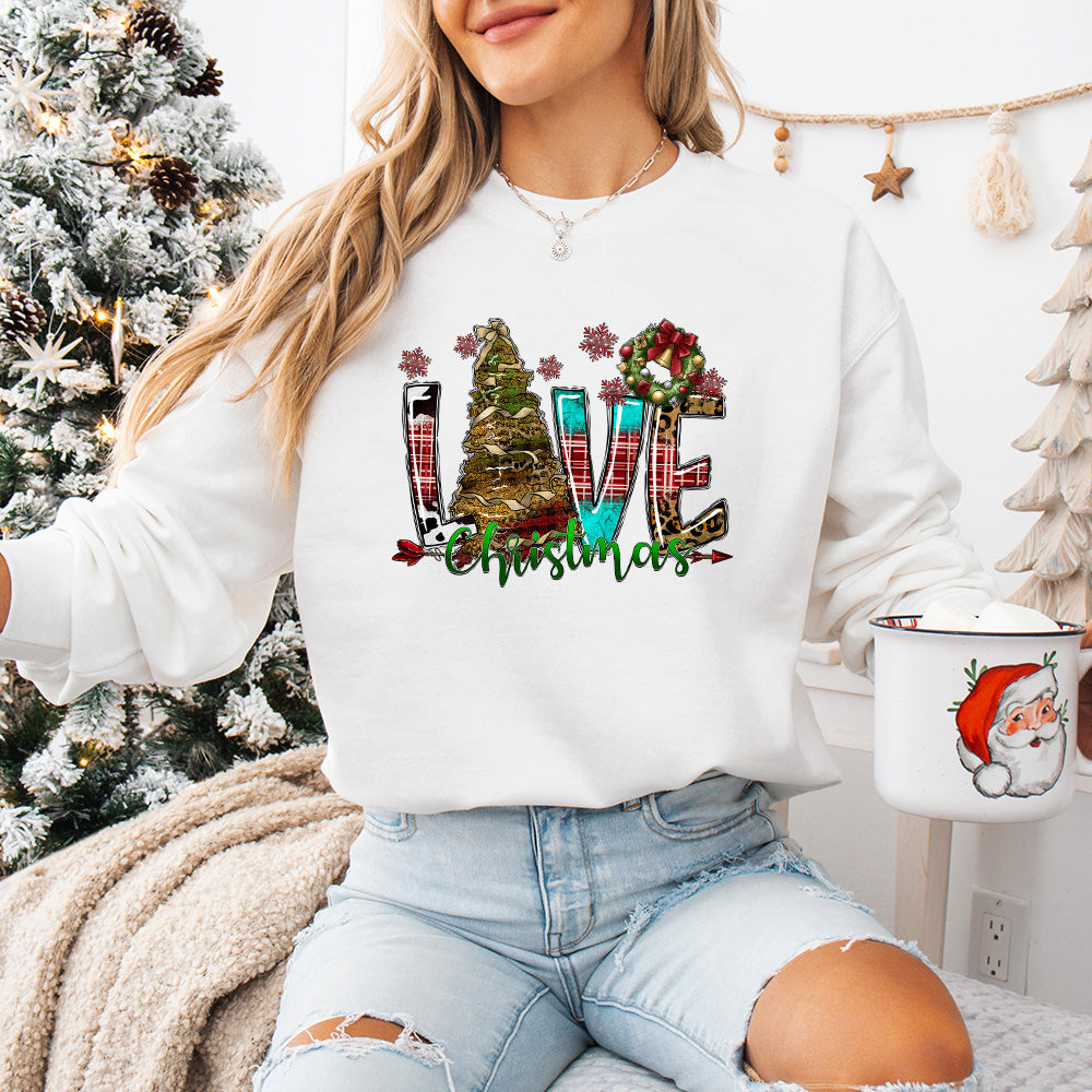 LOVE Christmas Tree Design - Christmas Unisex Crewneck T-Shirt Sweatshirt Hoodie