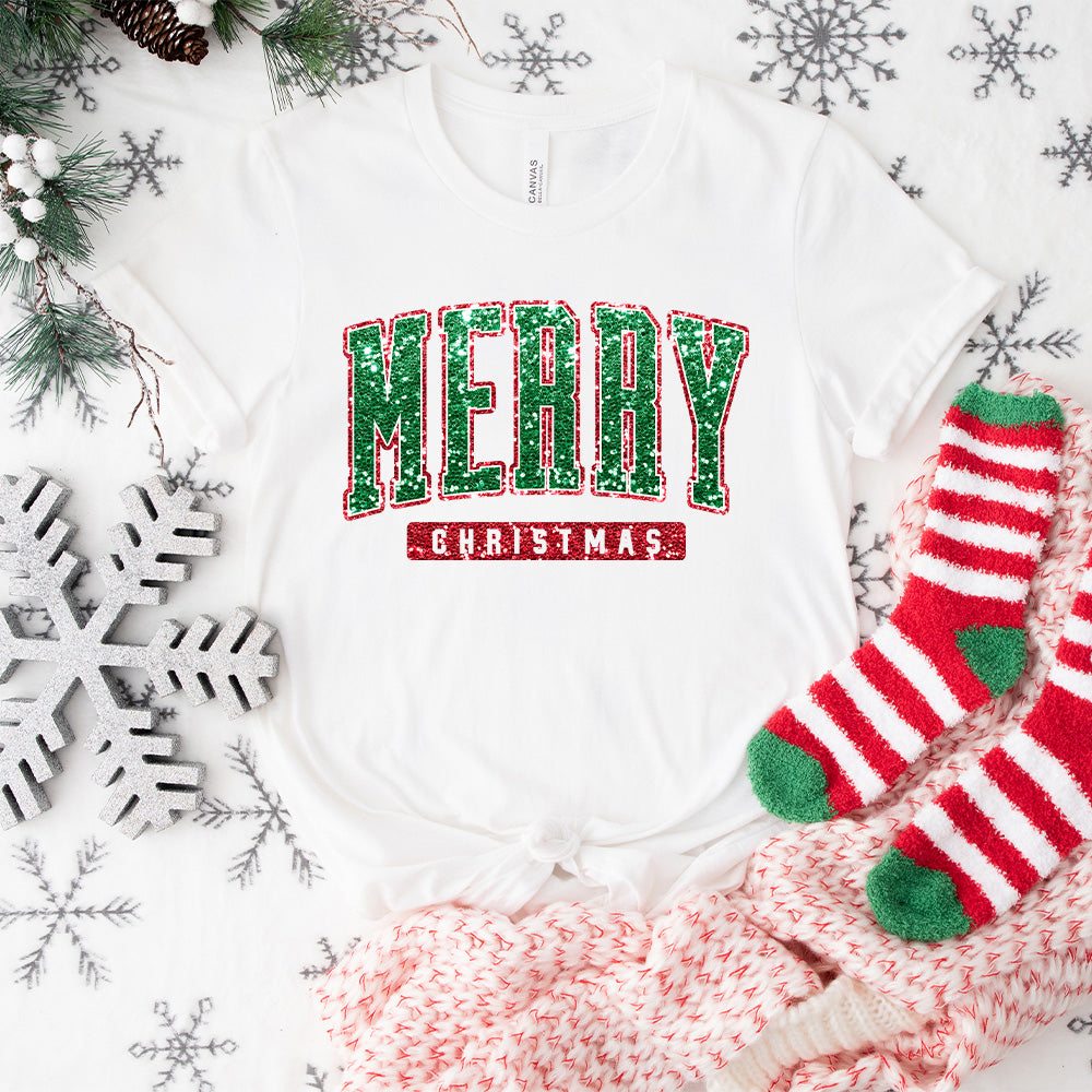 Green Merry Christmas Design - Christmas Unisex Crewneck T-Shirt Sweatshirt Hoodie