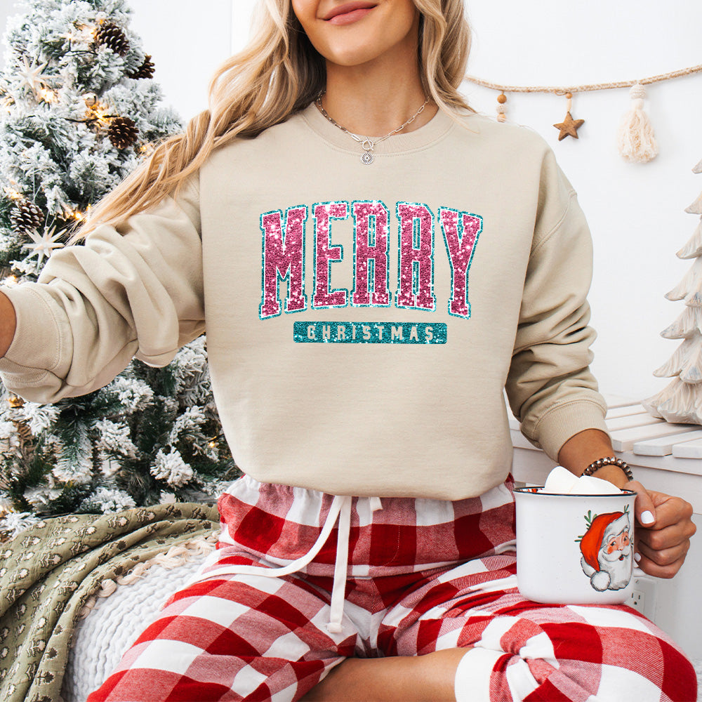 Purple Merry Christmas Design - Christmas Unisex Crewneck T-Shirt Sweatshirt Hoodie