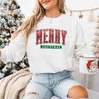 Red Merry Christmas Design - Christmas Unisex Crewneck T-Shirt Sweatshirt Hoodie