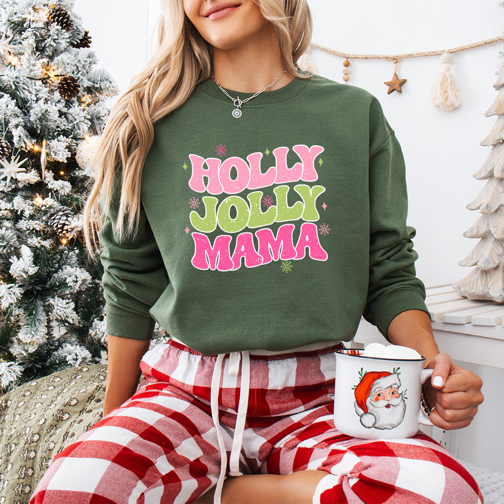 Holly Jolly Mama - Christmas Unisex Crewneck T-Shirt Sweatshirt Hoodie
