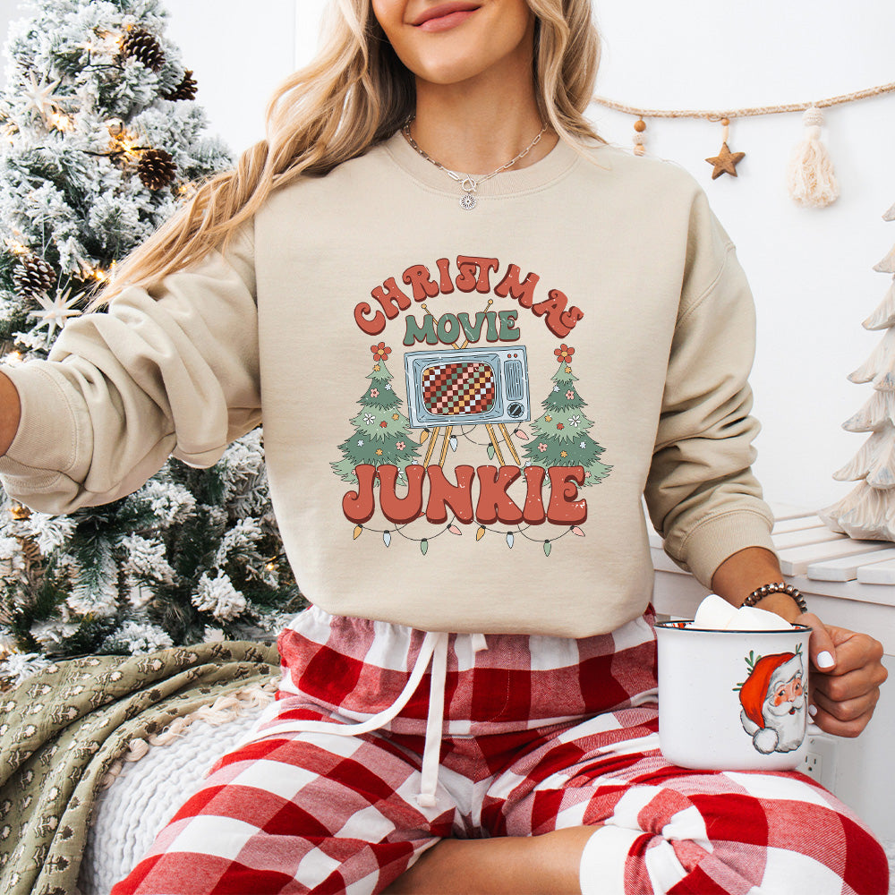 Christmas Movie Junkie - Christmas Unisex Crewneck T-Shirt Sweatshirt Hoodie