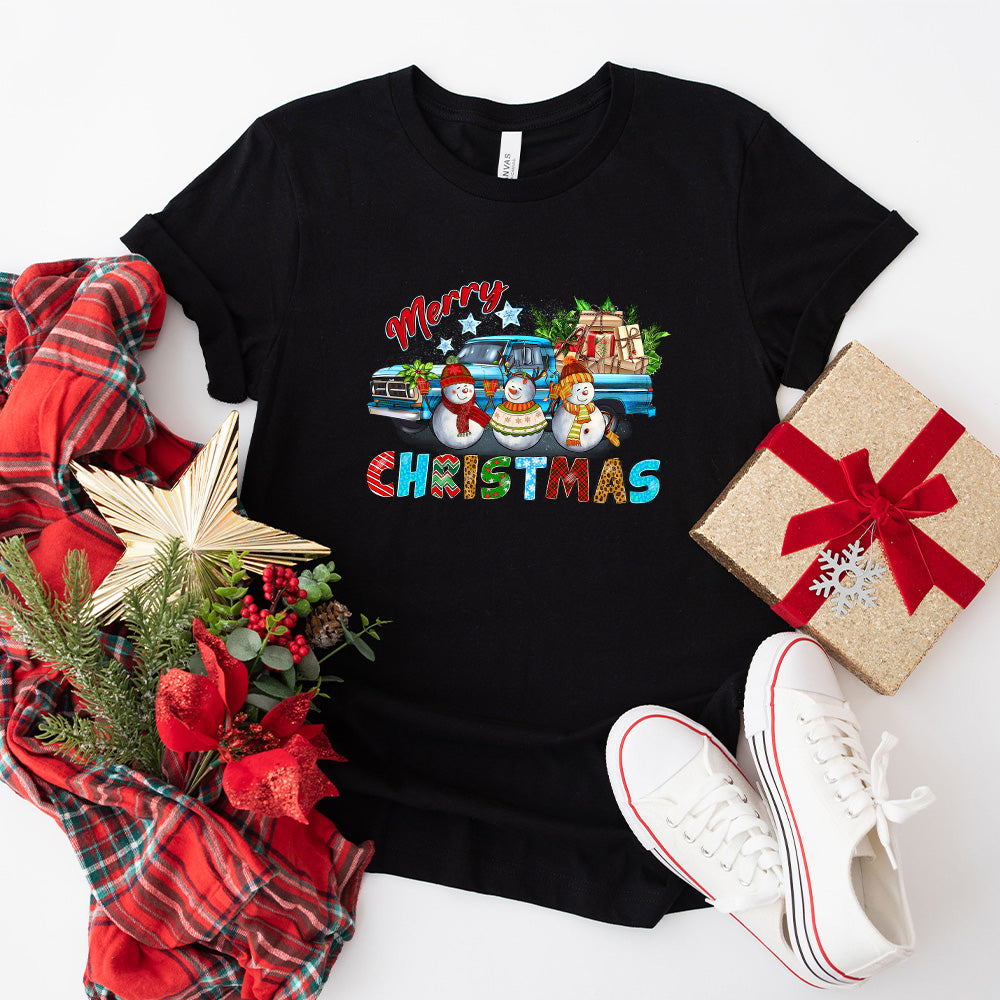 Snowman Merry Christmas Design - Christmas Unisex Crewneck T-Shirt Sweatshirt Hoodie