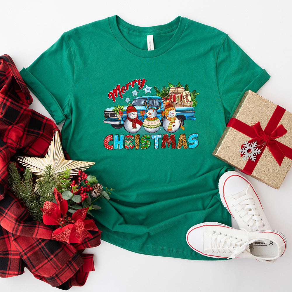 Snowman Merry Christmas Design - Christmas Unisex Crewneck T-Shirt Sweatshirt Hoodie