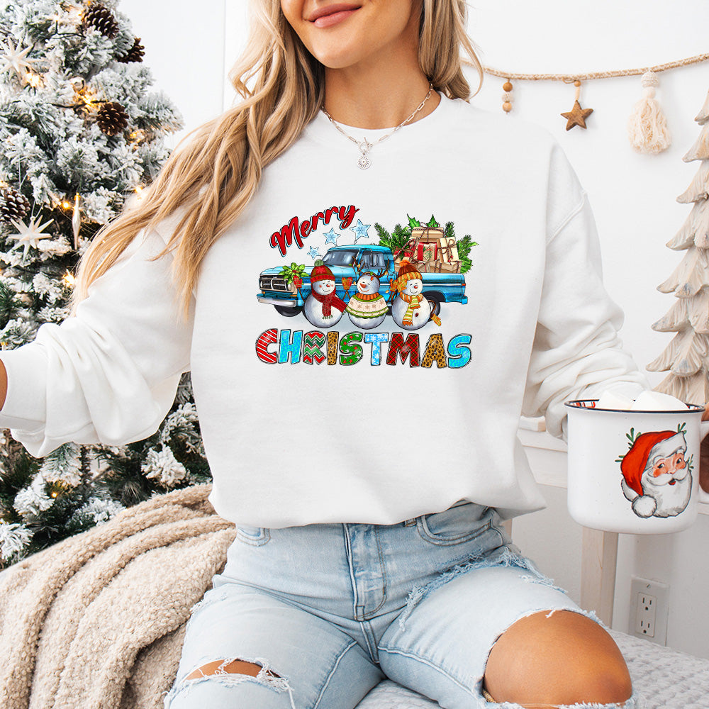 Snowman Merry Christmas Design - Christmas Unisex Crewneck T-Shirt Sweatshirt Hoodie