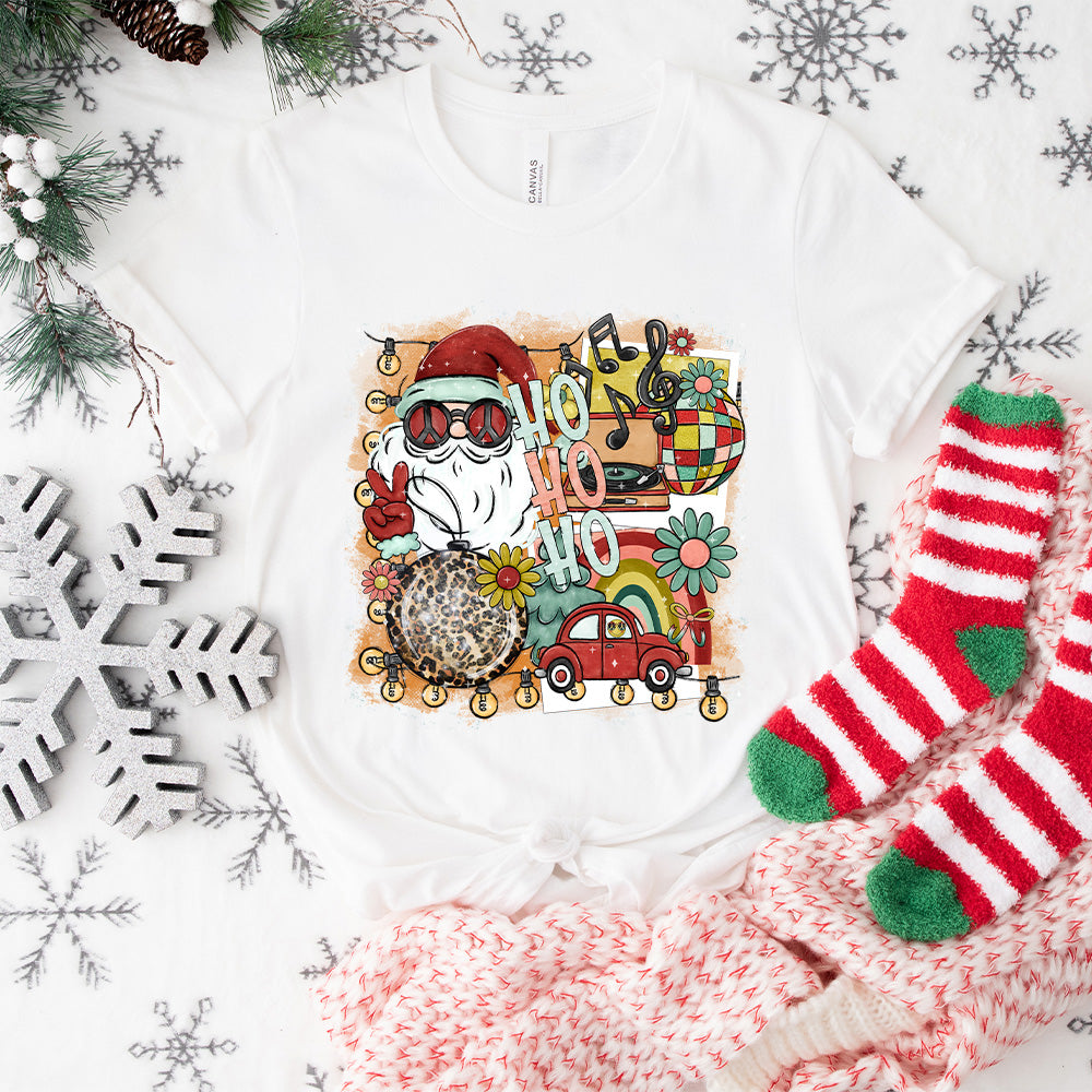 Ho Ho Ho Santa Peace Sign - Christmas Unisex Crewneck T-Shirt Sweatshirt Hoodie