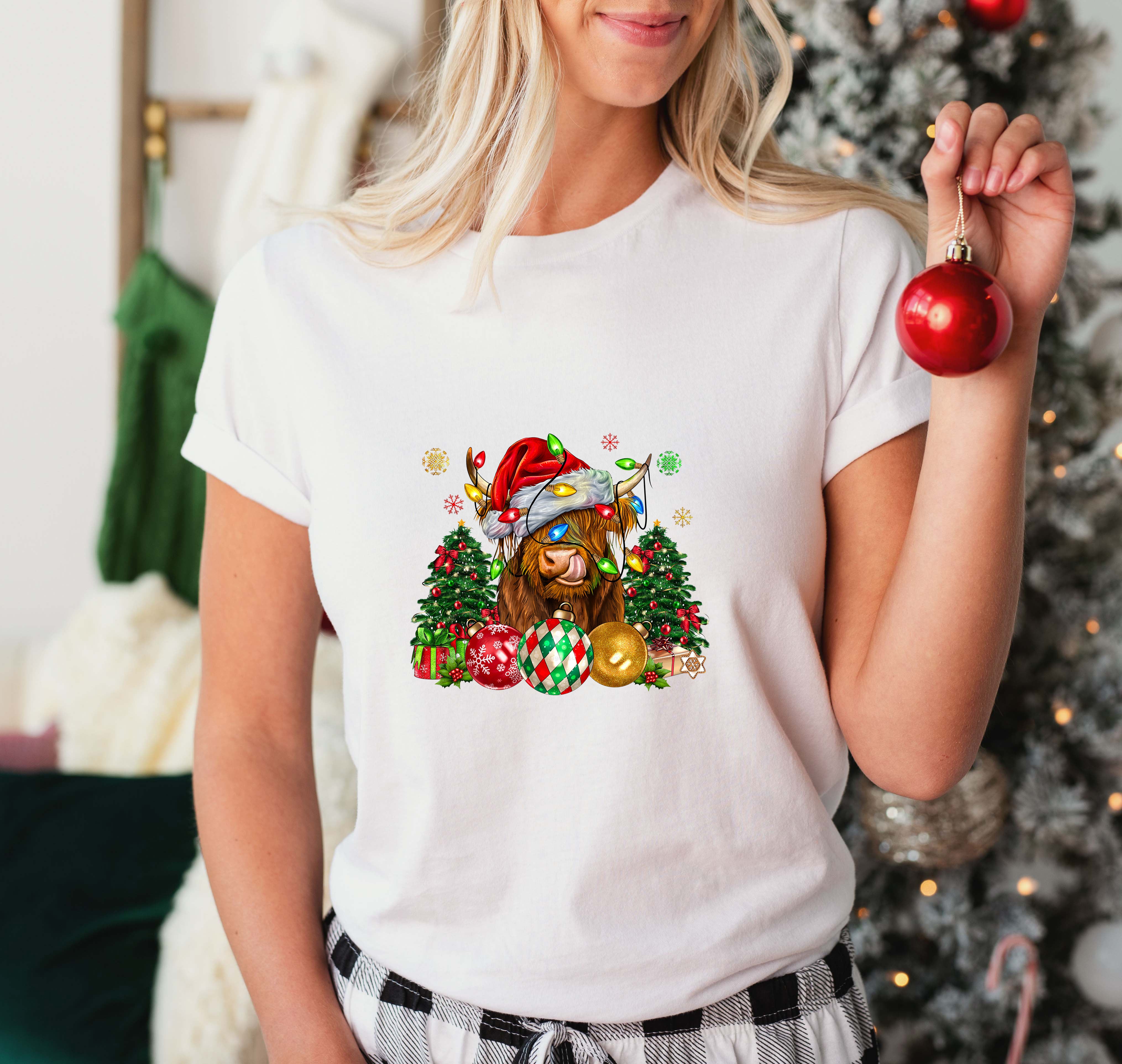 Christmas Tree Cattle Design - Christmas Unisex Crewneck T-Shirt Sweatshirt Hoodie