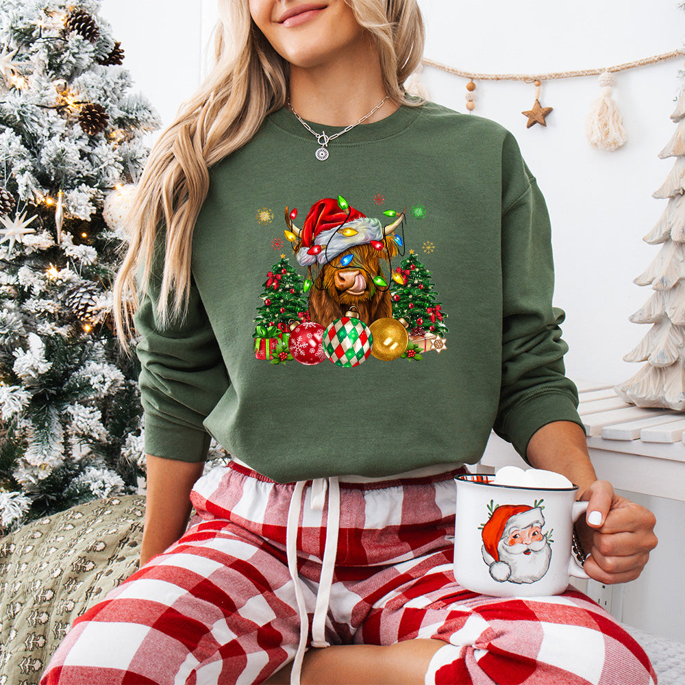 Christmas Tree Cattle Design - Christmas Unisex Crewneck T-Shirt Sweatshirt Hoodie