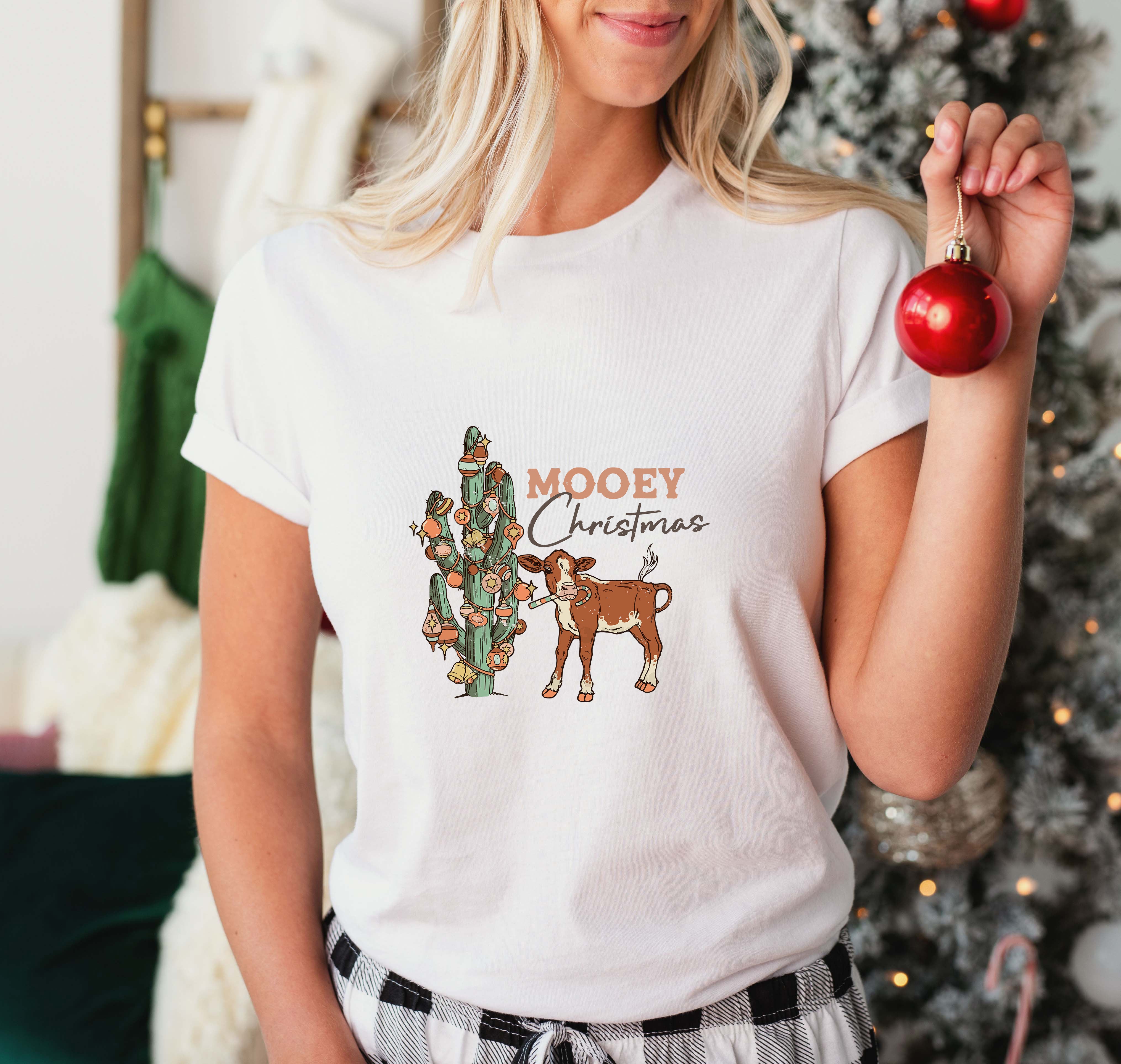 Mooey Christmas Cactus Design - Christmas Unisex Crewneck T-Shirt Sweatshirt Hoodie