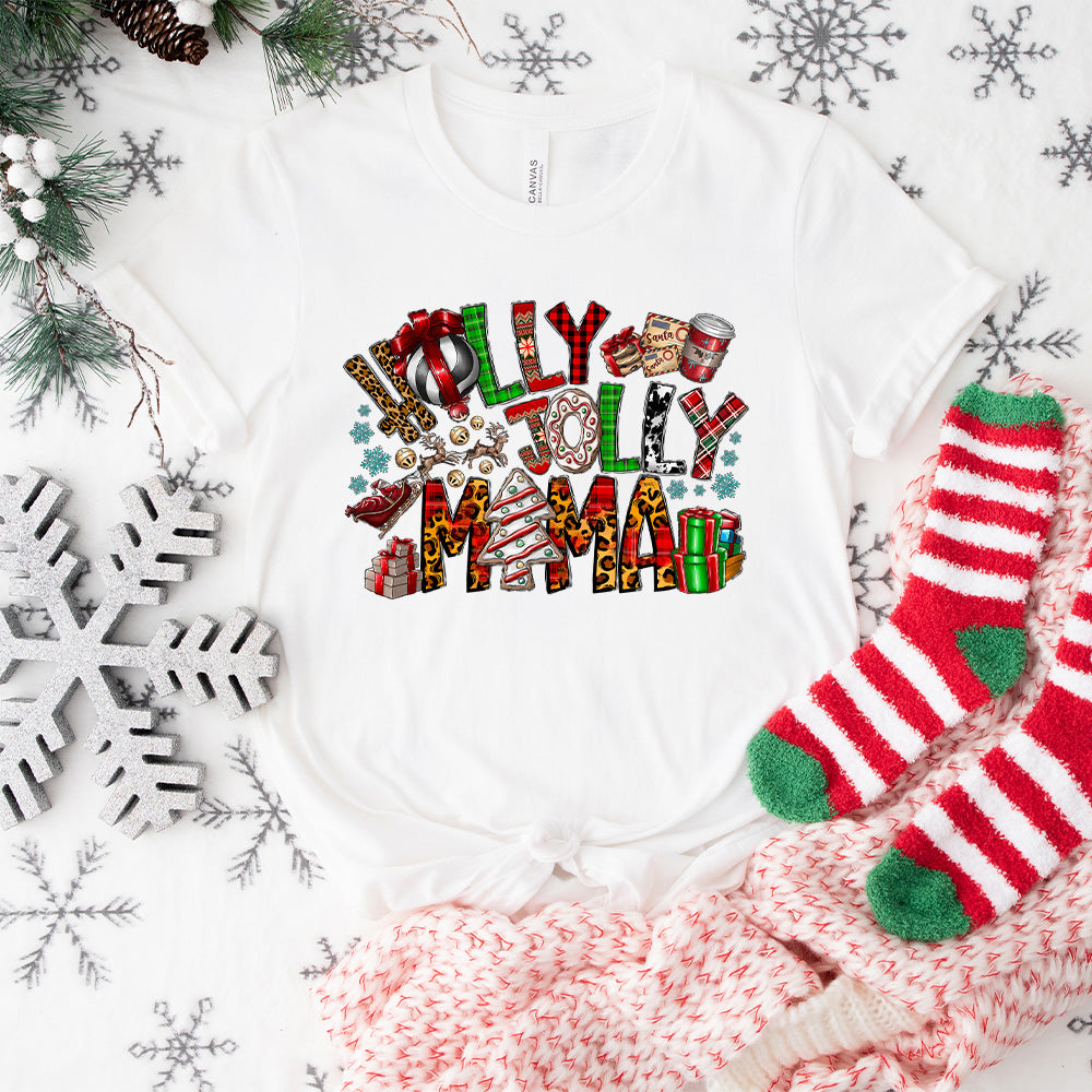 Holly Jolly Mama - Christmas Unisex Crewneck T-Shirt Sweatshirt Hoodie