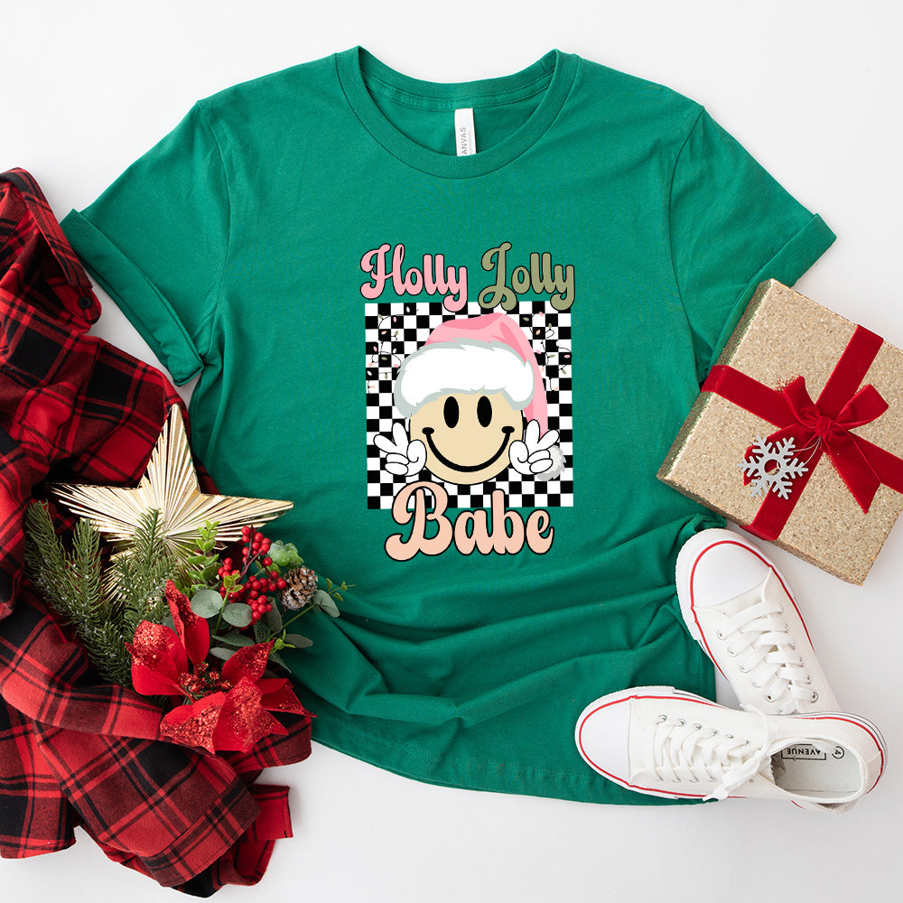 Holly Jolly Babe Smiley Design - Christmas Unisex Crewneck T-Shirt Sweatshirt Hoodie