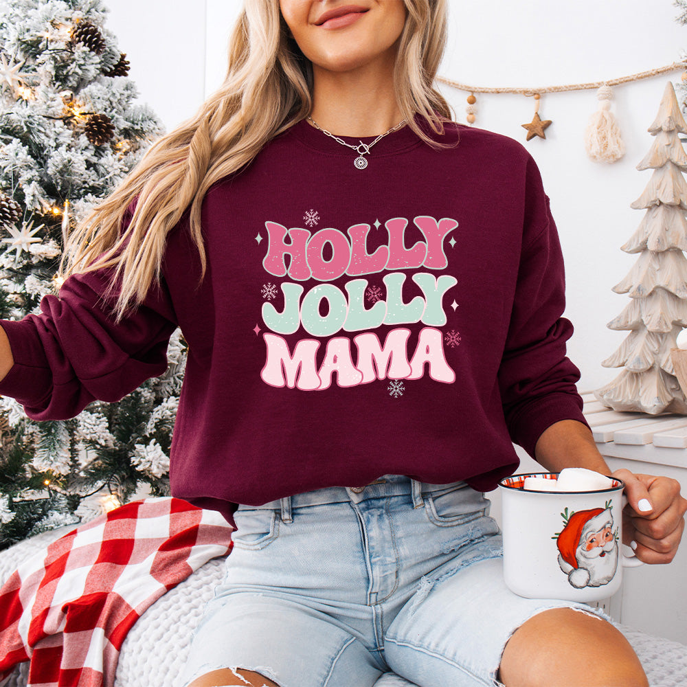 Holly Jolly Mama Design - Christmas Unisex Crewneck T-Shirt Sweatshirt Hoodie