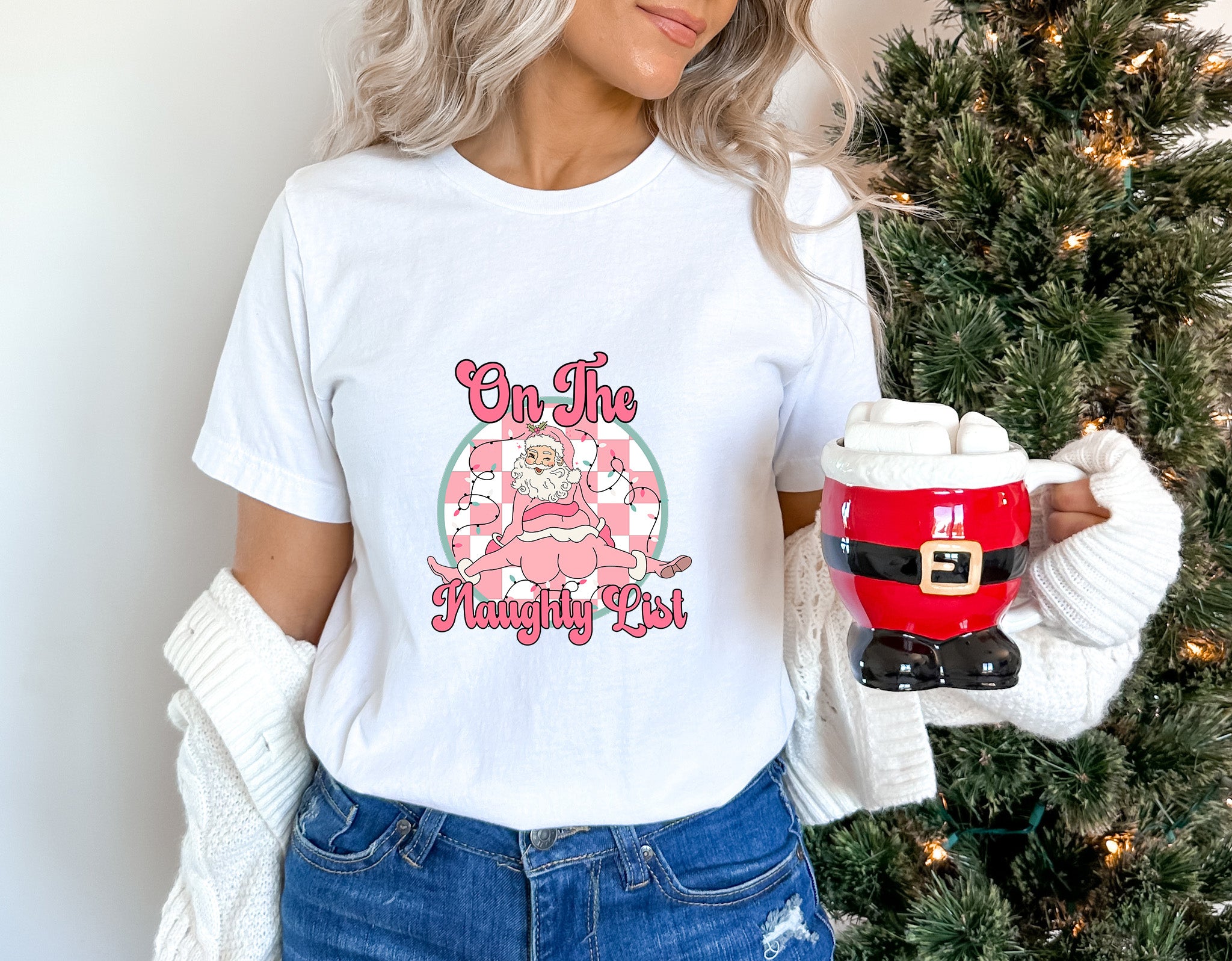 Santa On The Naughty List Design - Christmas Unisex Crewneck T-Shirt Sweatshirt Hoodie