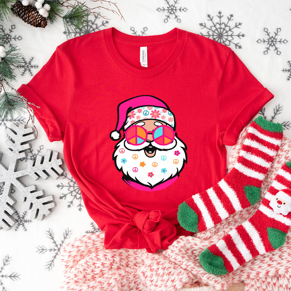 Santa Peace Symbol Glasses Design - Christmas Unisex Crewneck T-Shirt Sweatshirt Hoodie