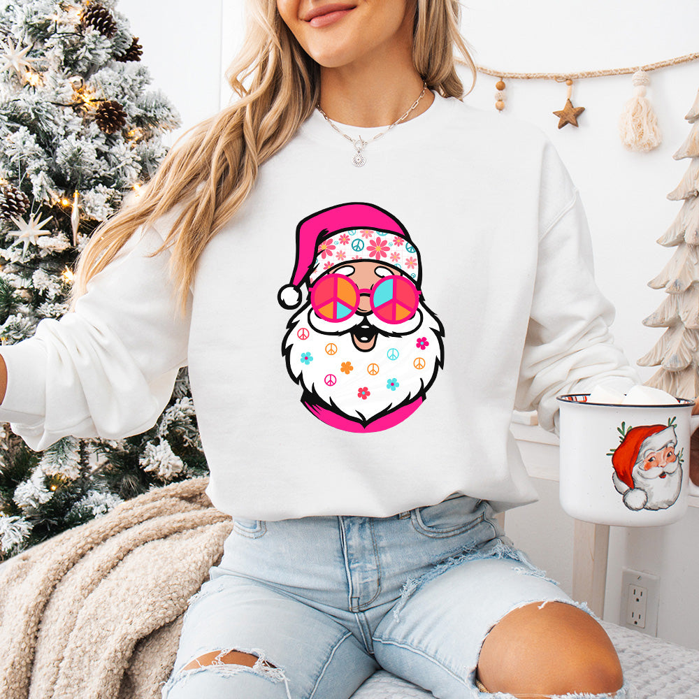 Santa Peace Symbol Glasses Design - Christmas Unisex Crewneck T-Shirt Sweatshirt Hoodie