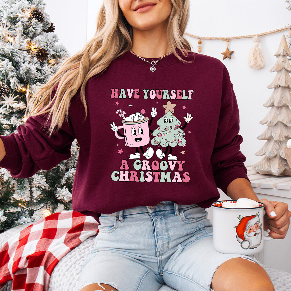 Have Yourself a Groovy Christmas - Christmas Unisex Crewneck T-Shirt Sweatshirt Hoodie