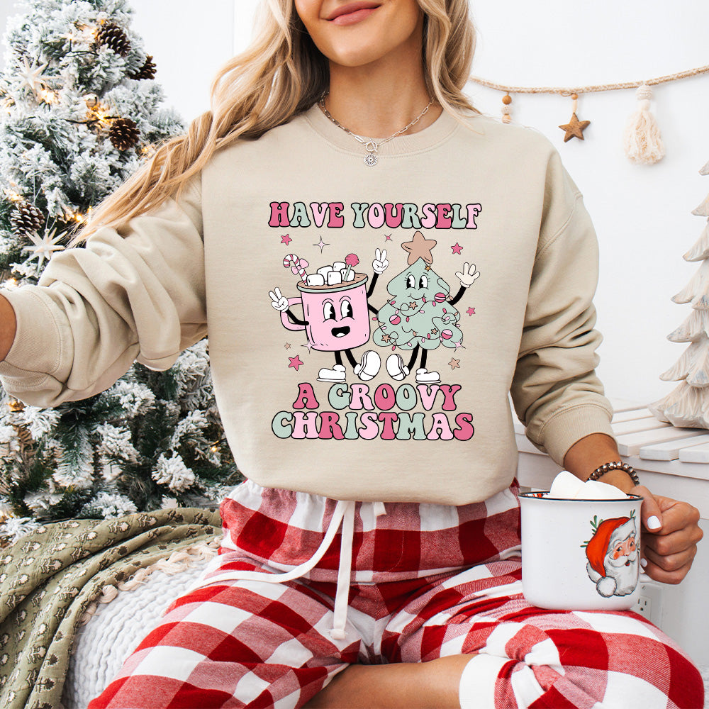 Have Yourself a Groovy Christmas - Christmas Unisex Crewneck T-Shirt Sweatshirt Hoodie