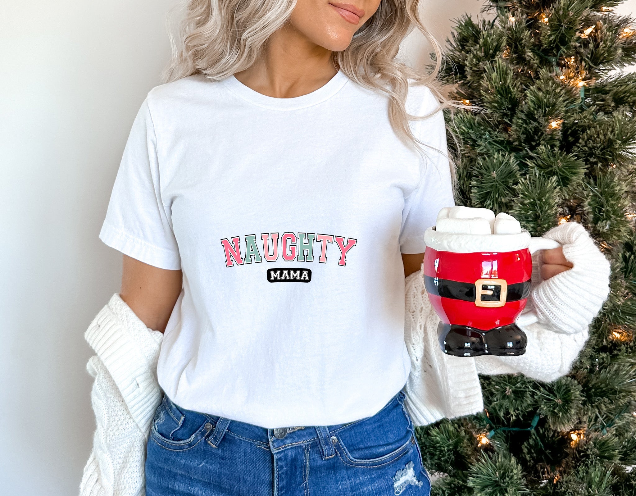 Naughty Mama - Christmas Unisex Crewneck T-Shirt Sweatshirt Hoodie